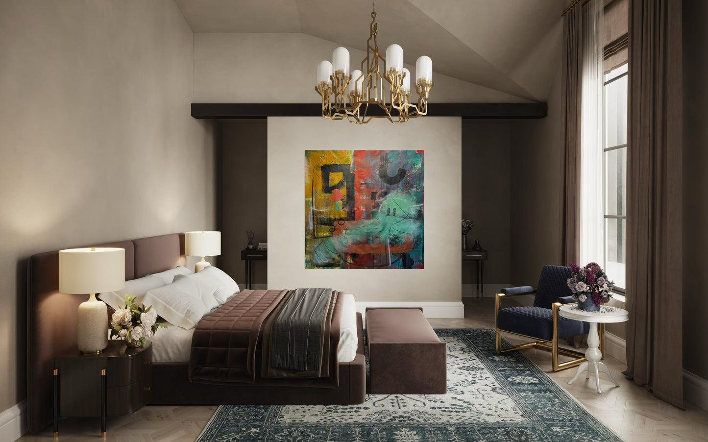 Golden Age Abstract Original Painting in hotel suite