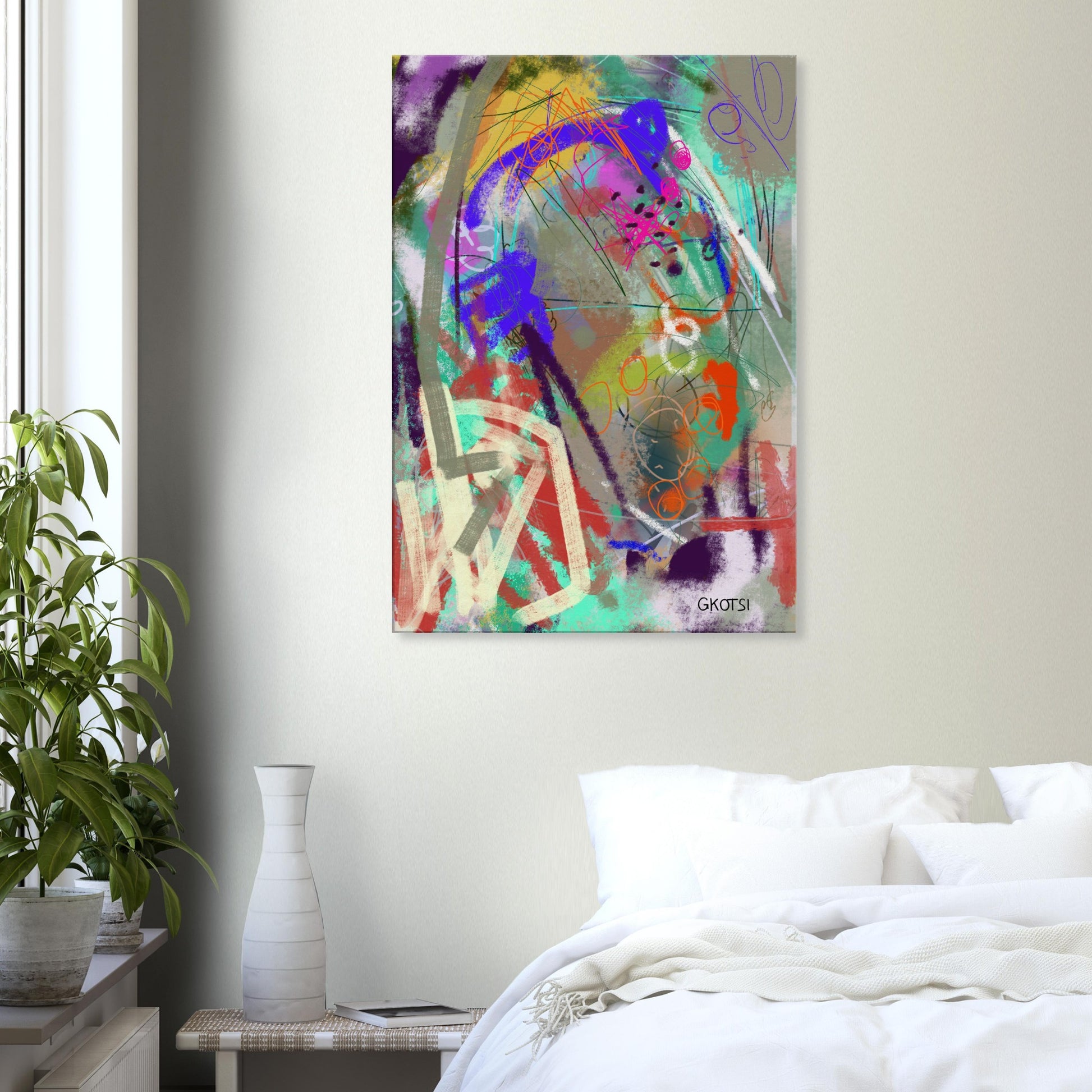 HANGING OUT Digital Canvas Print in bedroom setting
