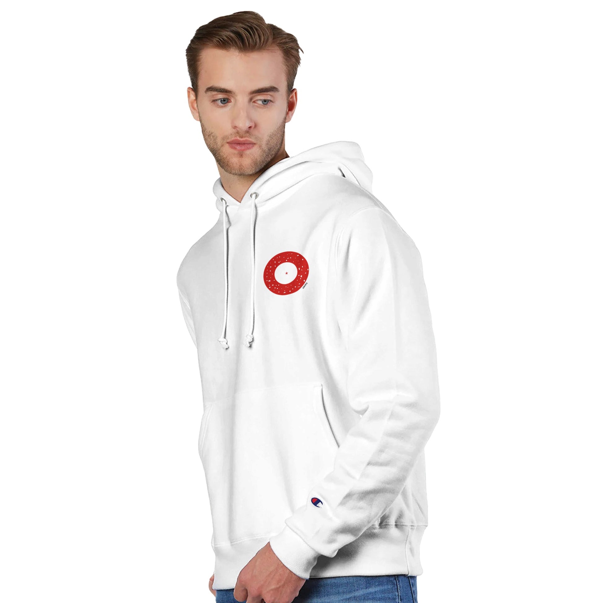 IN YOUR CENTER Hoodie empowering design diagonal side view