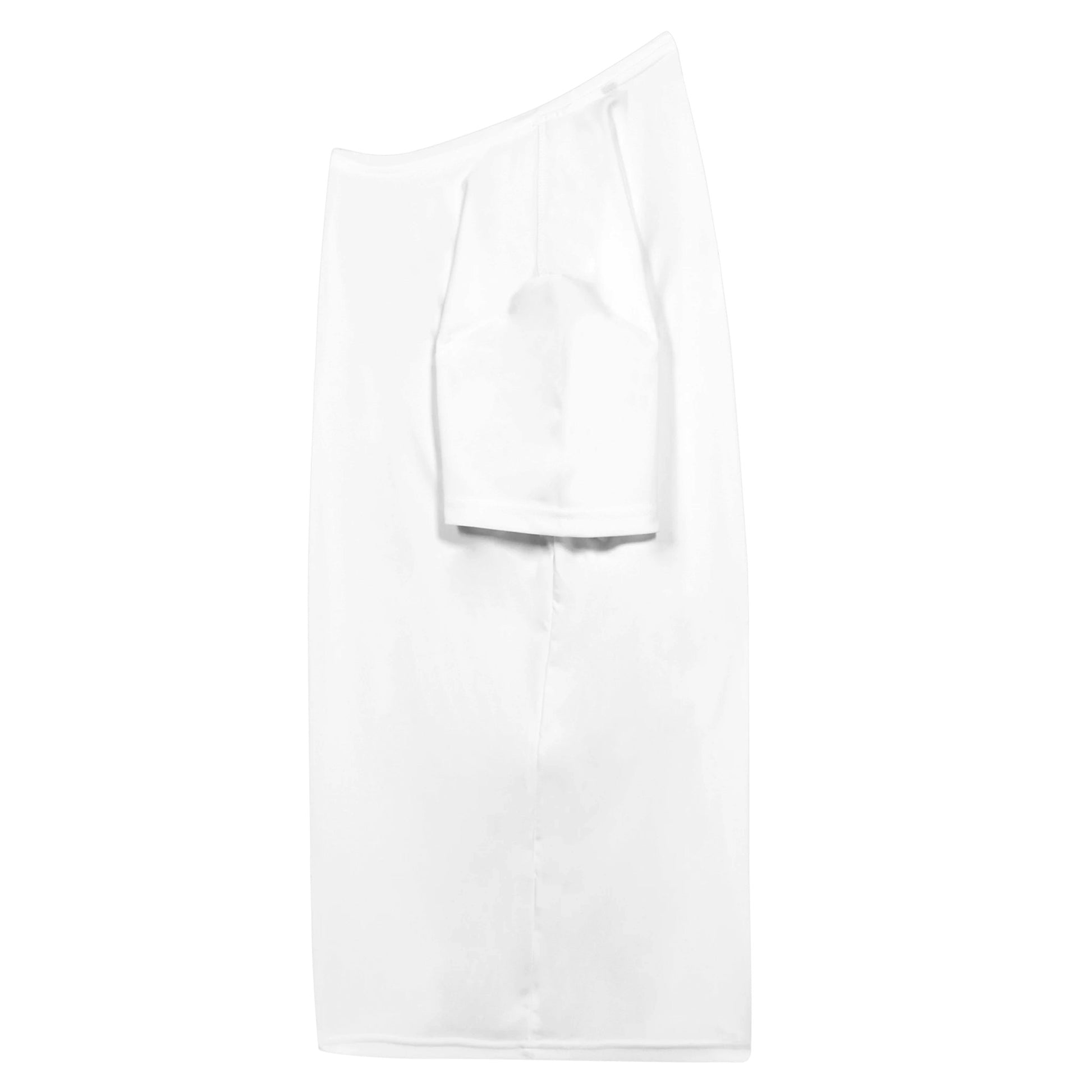 IN YOUR CENTER empowering design T-shirt front side view man sleeve detail white crewneck