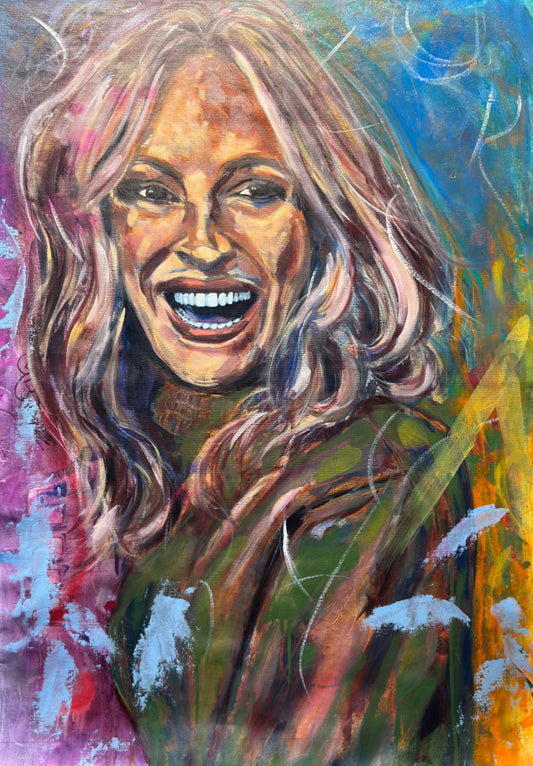 Julia Roberts Portrait Original Painting close up detail