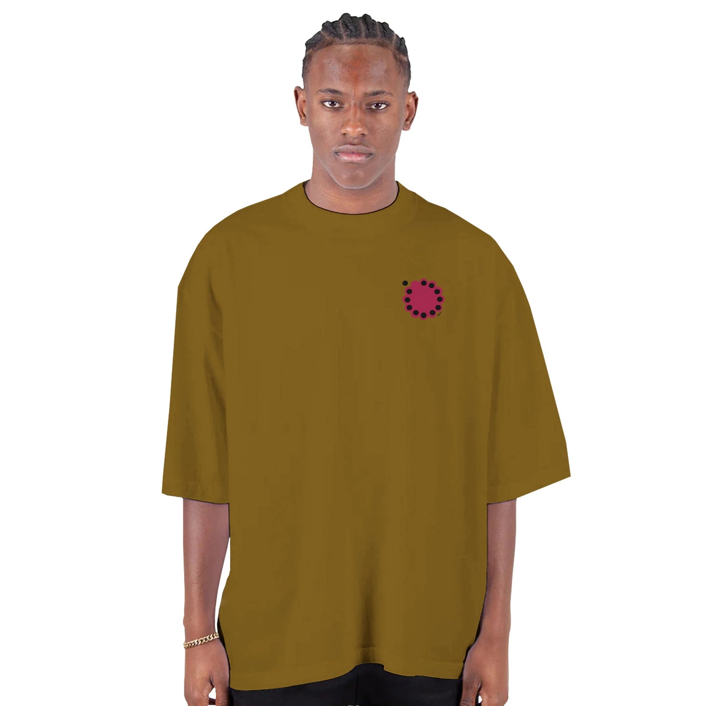 KNOWING empowering design Cotton T-Shirt front view man wearing mocha t-shirt