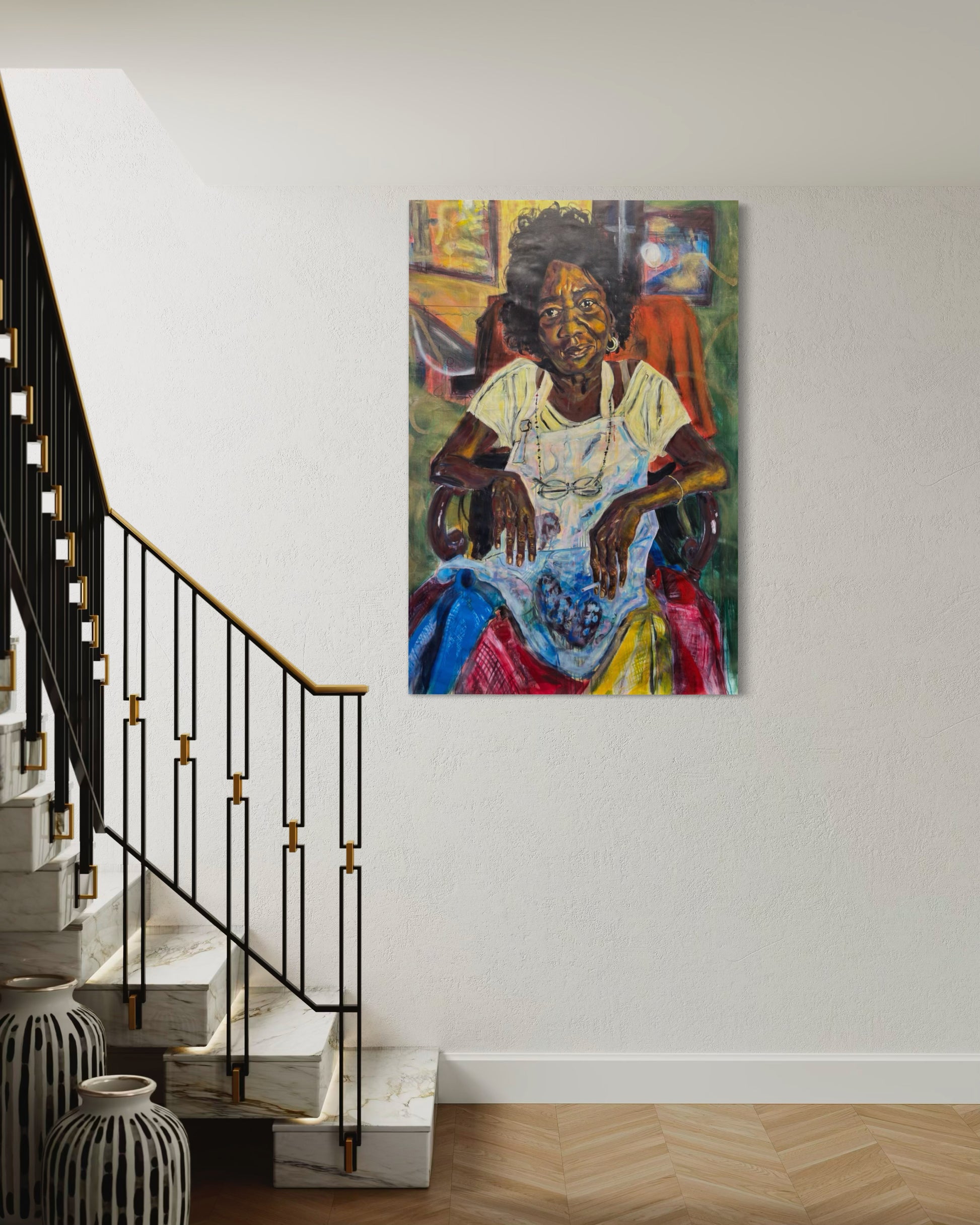 La Profesora Travel Original Painting at staircase entrance