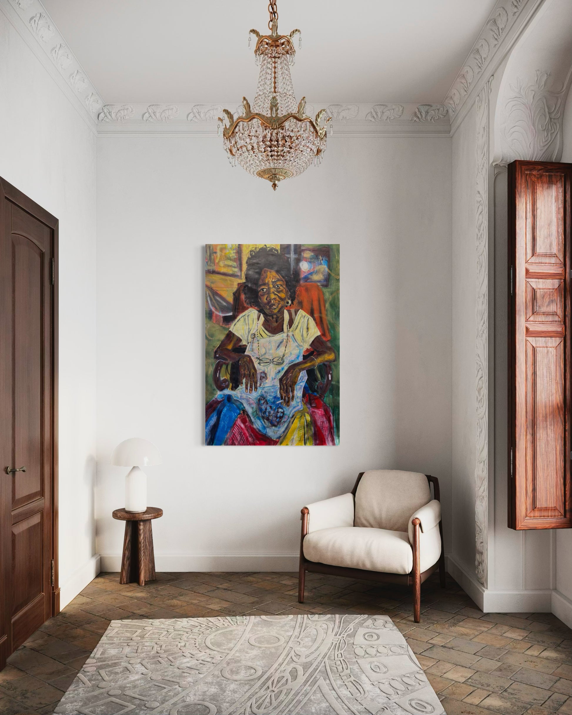 La Profesora Travel Original Painting in classic traditional room
