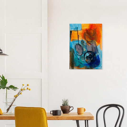 LIBERTY canvas print above breakfast table in dining area