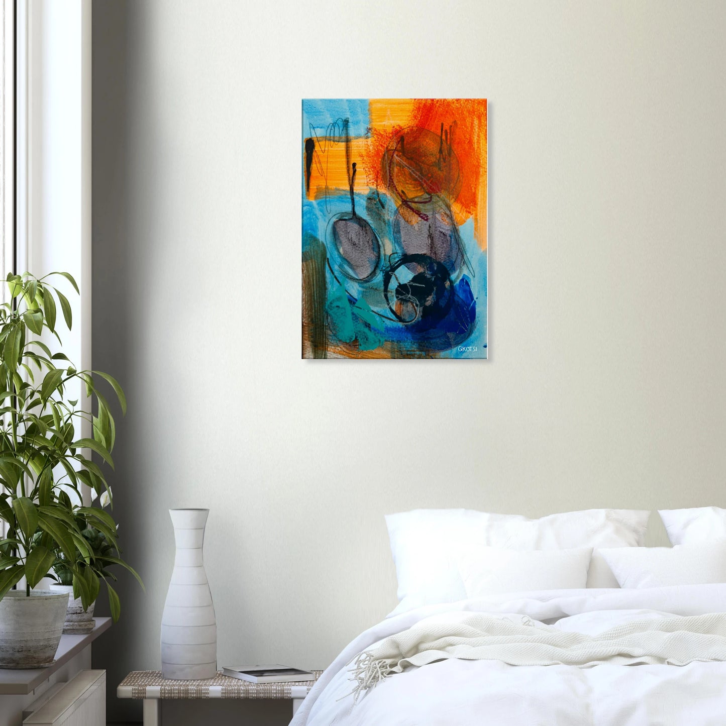 LIBERTY canvas print in bedroom creating liberating atmosphere