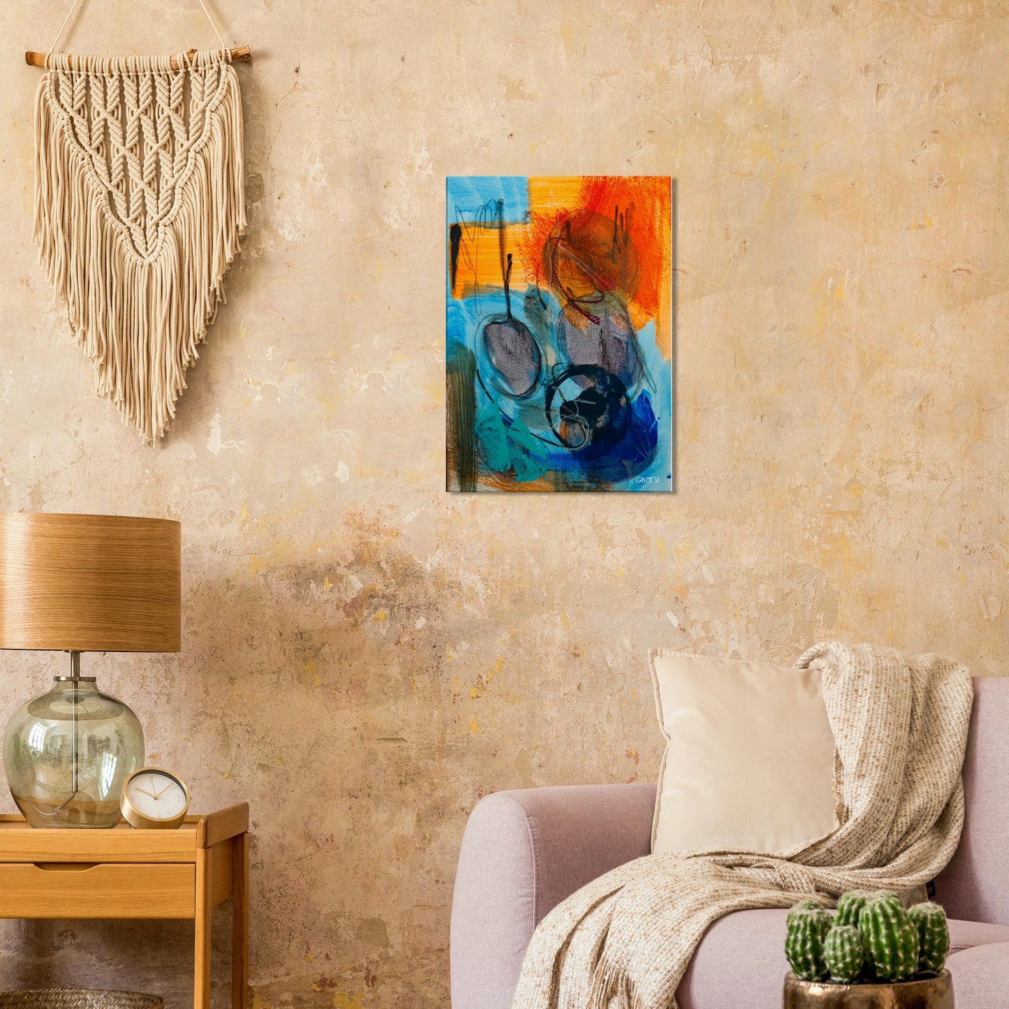 LIBERTY canvas print in light brown living room interior