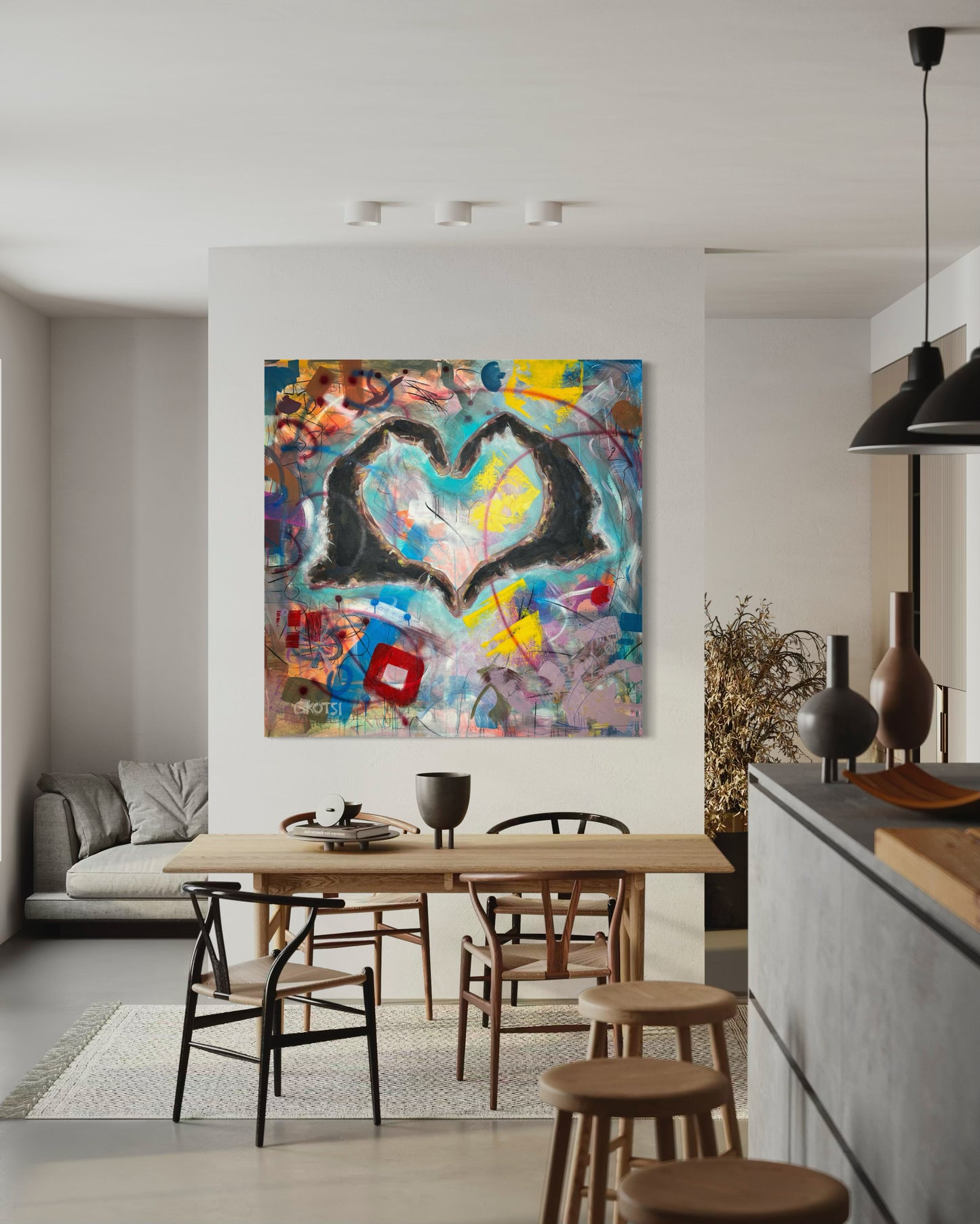 Peace Symbolic Abstract Original Painting in kitchen area