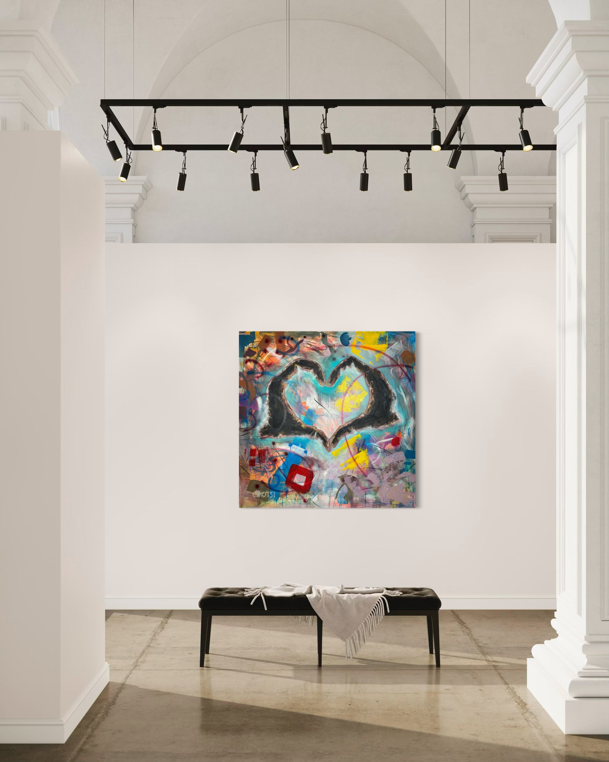 Peace Symbolic Abstract Original Painting in gallery space
