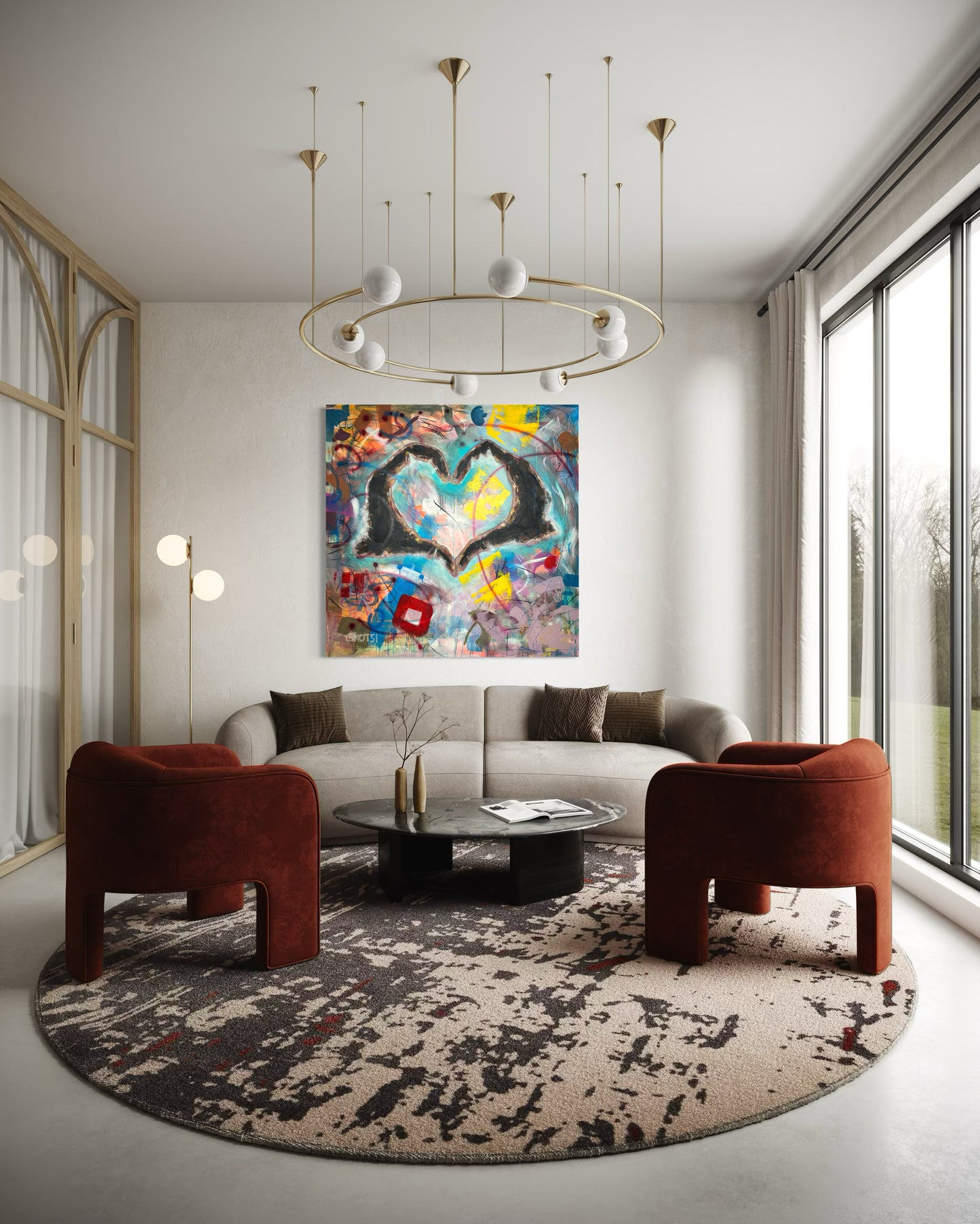 Peace Symbolic Abstract Original Painting in modern living room