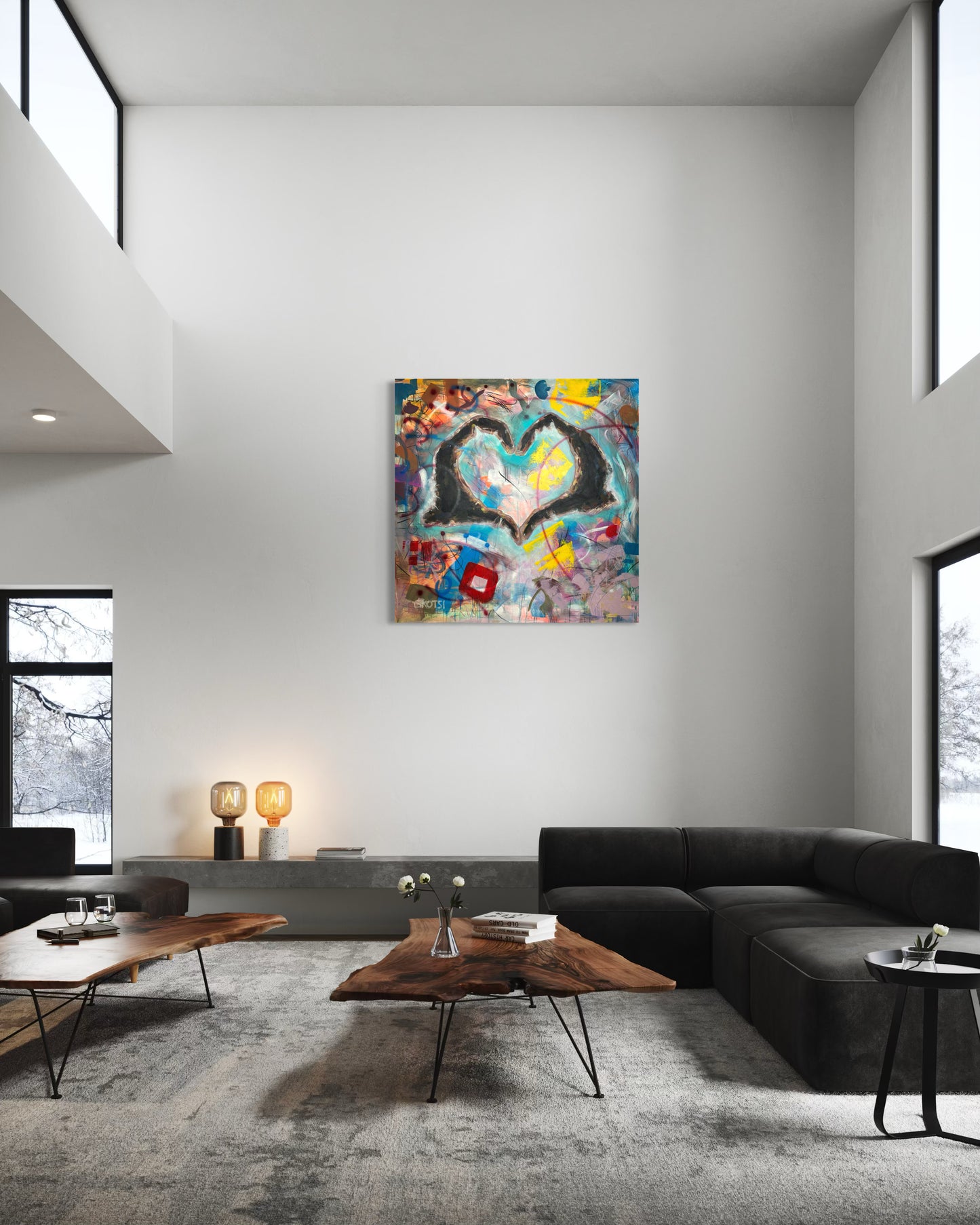 Peace Symbolic Abstract Original Painting in loft apartement