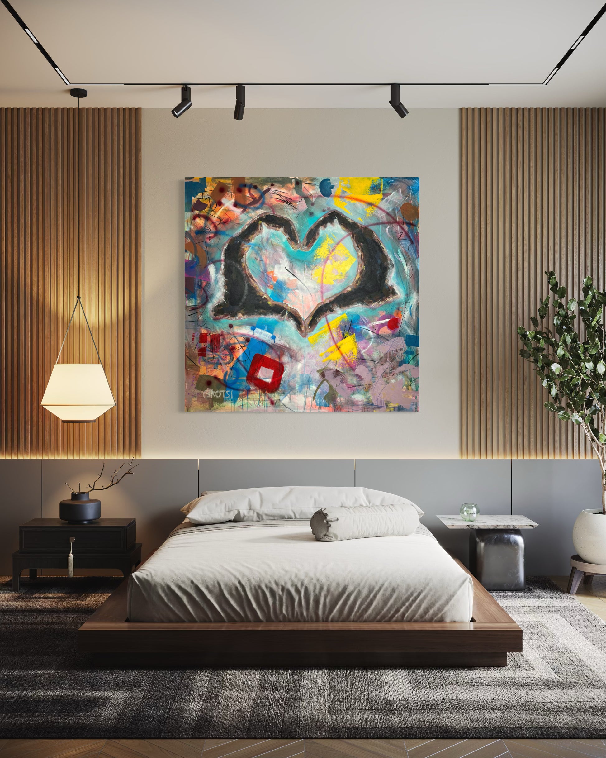 Peace Symbolic Abstract Original Painting in master bed room