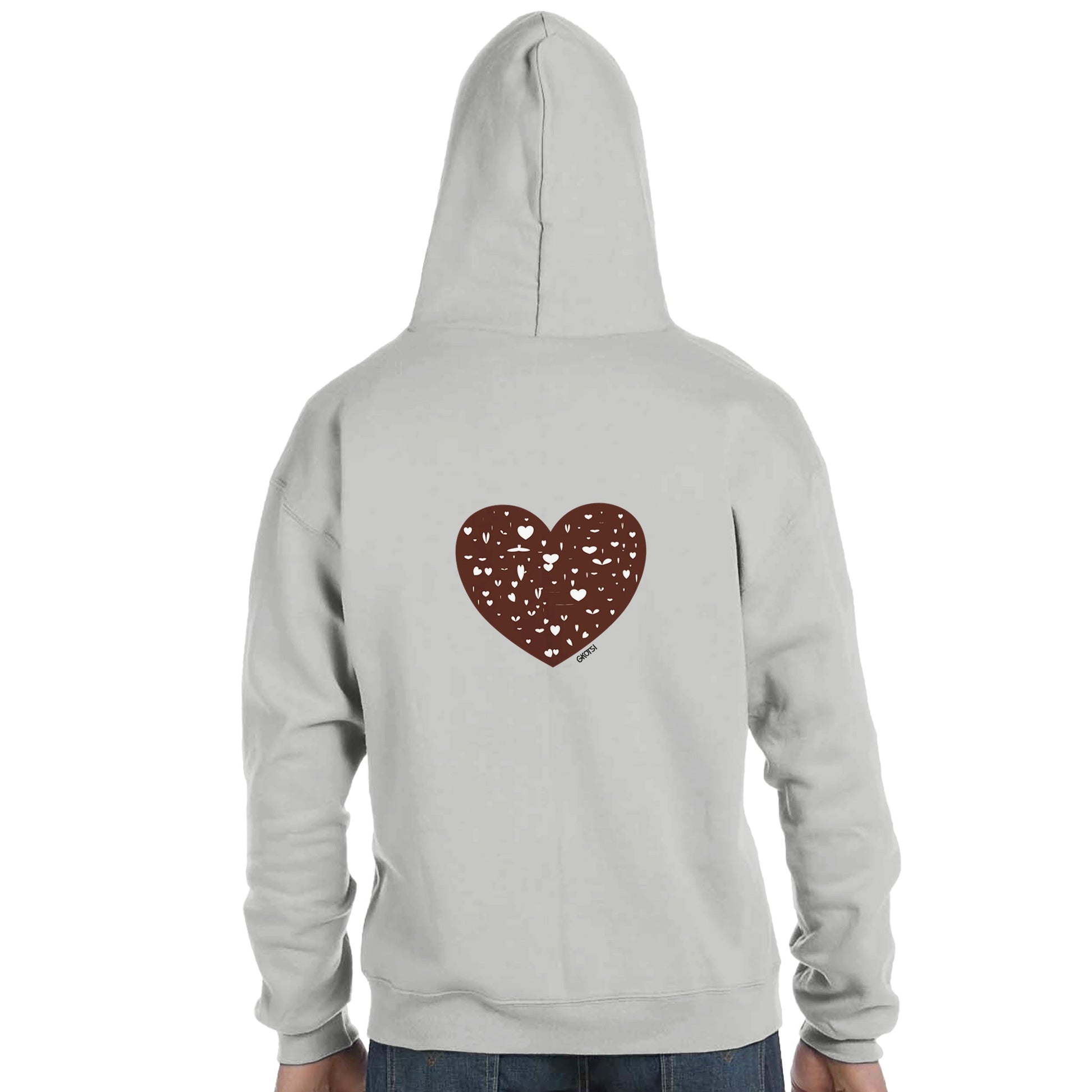 LOVE Eco-Friendly empowering design  Hoodie back view man wearing hood