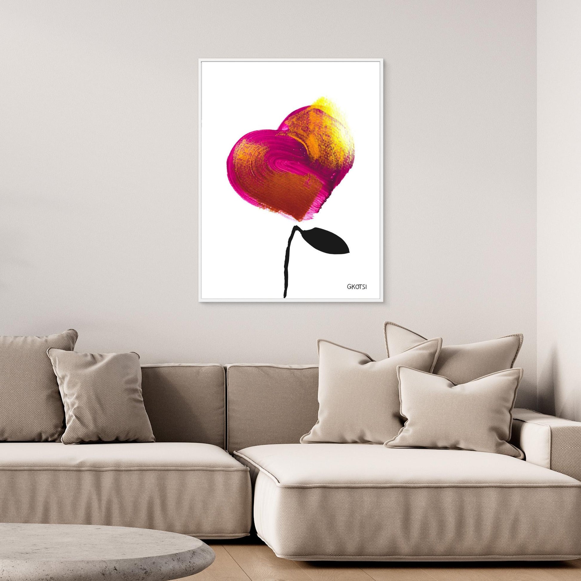 LOVE canvas print above contemporary corner sofa