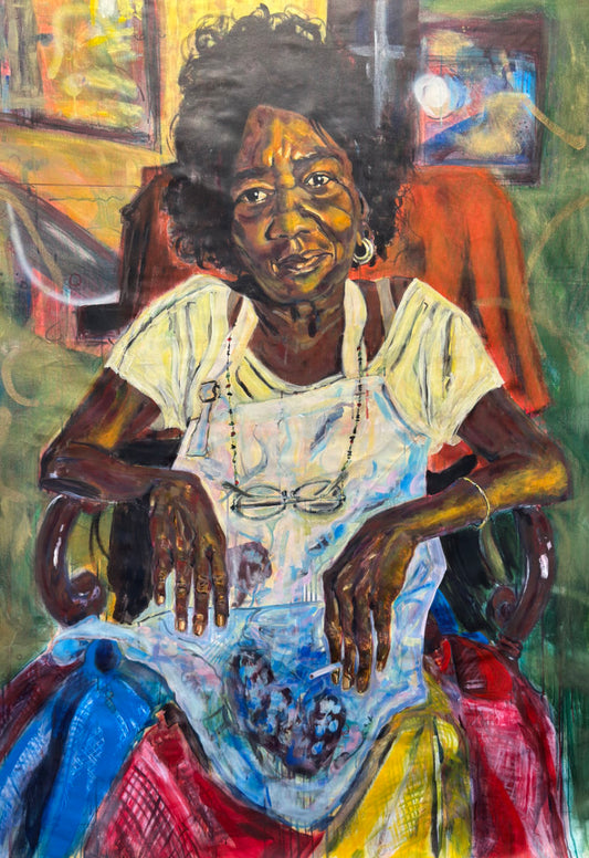 La Profesora Travel Original Painting close up detail