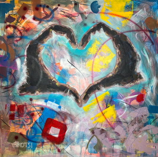 Love Symbolic Abstract Original Painting close up detail