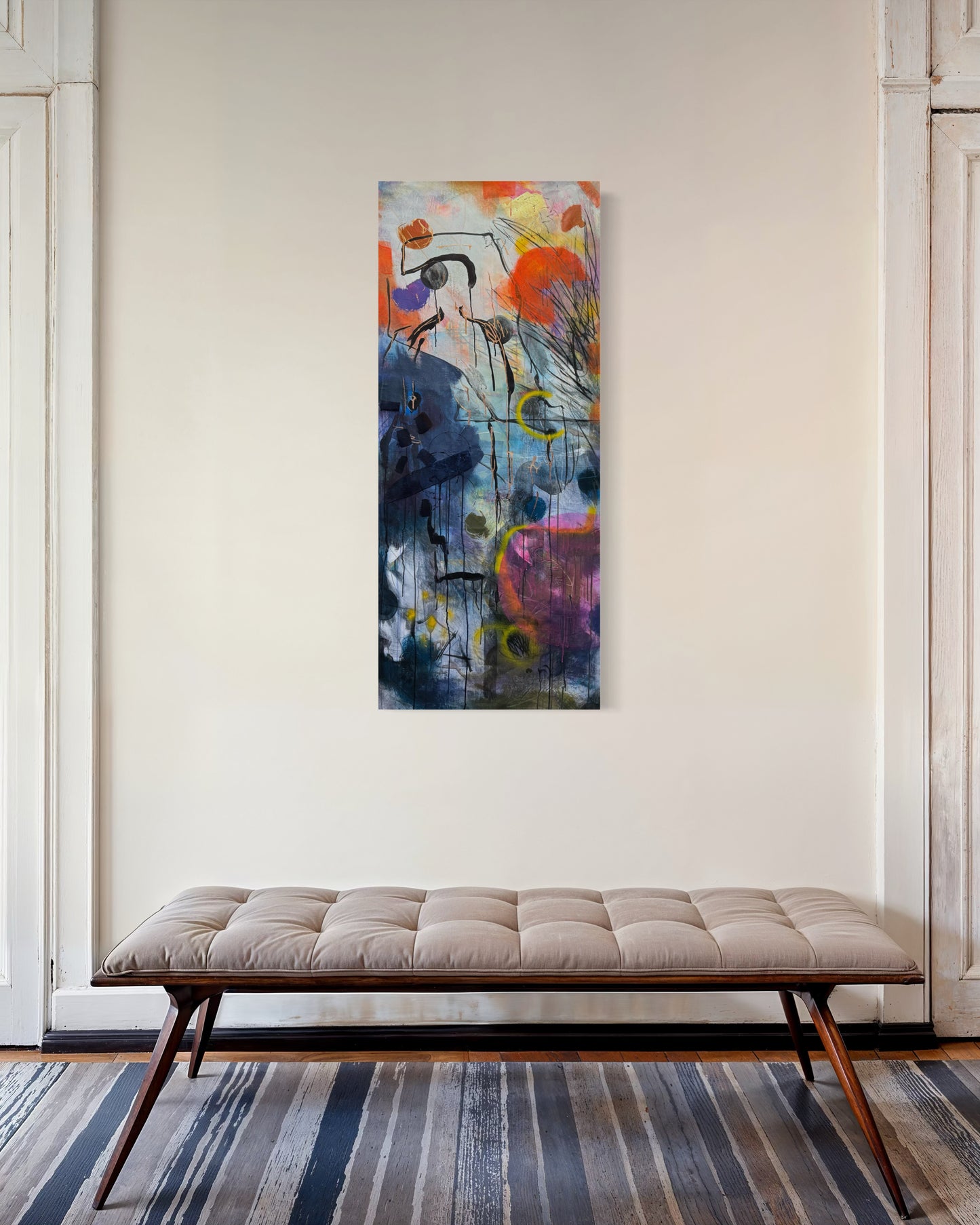 Lylaly Abstract Original Painting above sideboard