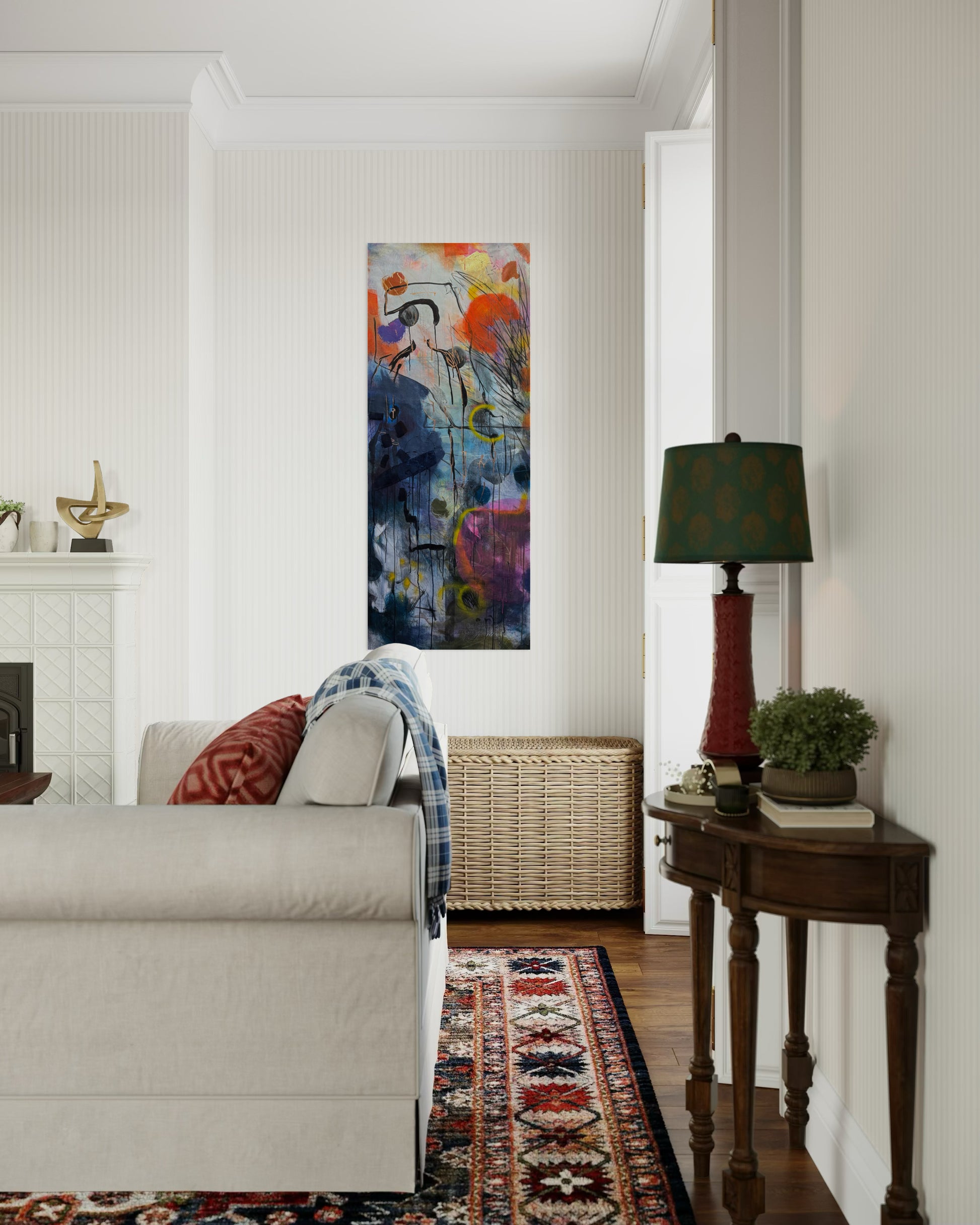 Lylaly Abstract Original Painting in cozy livingroom 