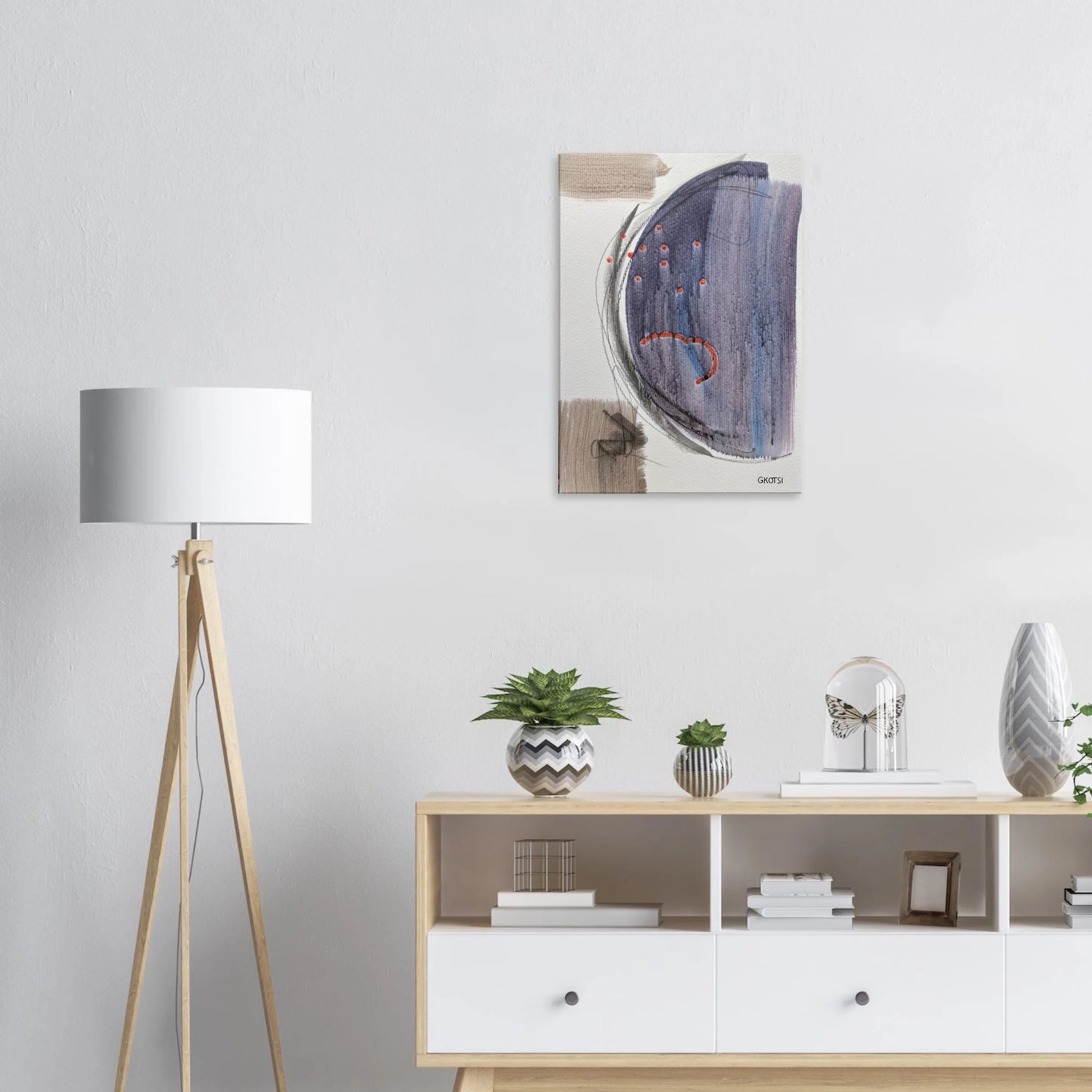 MOONY Canvas print above white dresser with decor