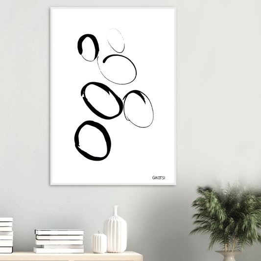 MULTIPLE poster print above table with small plant