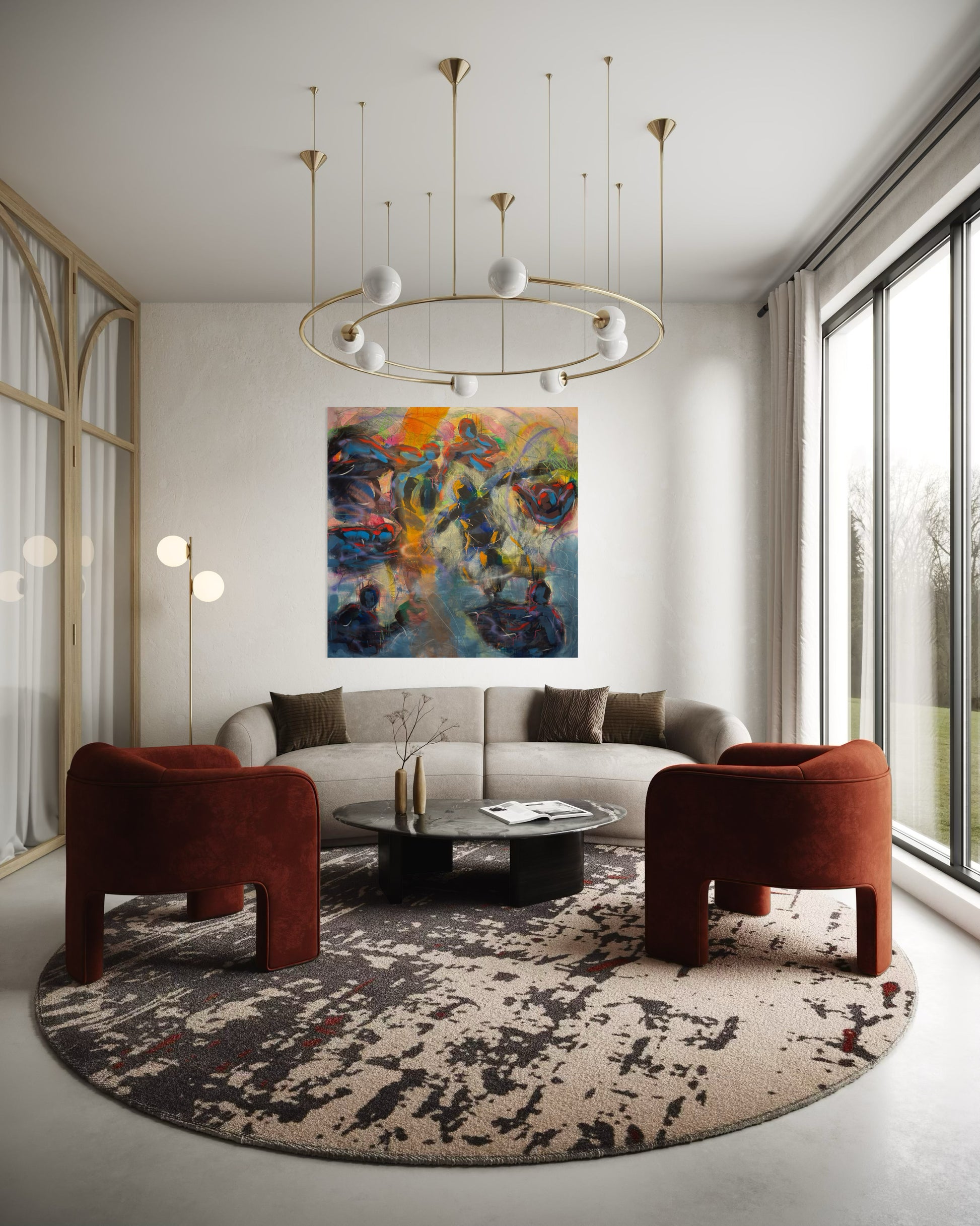Magic Dance Abstract Original Painting in elegant living room 