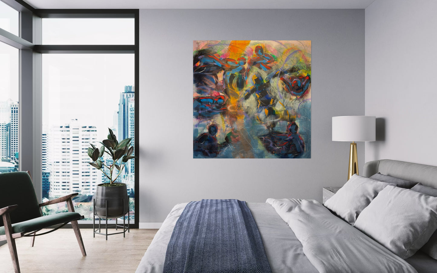 Magic Dance Abstract Original Painting in luxury hotel room on top floor