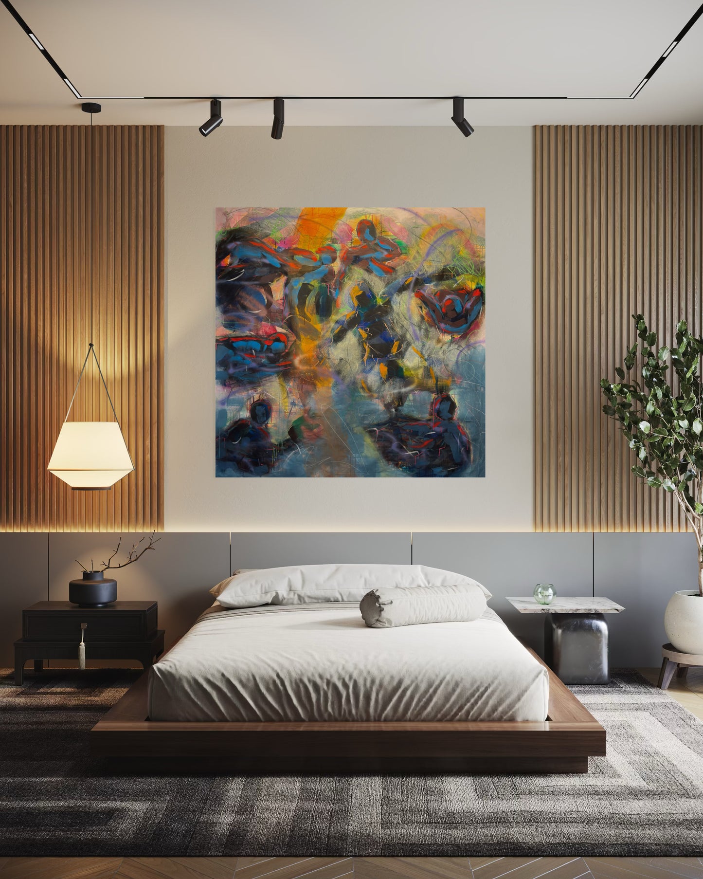 Magic Dance Abstract Original Painting in master bedroom