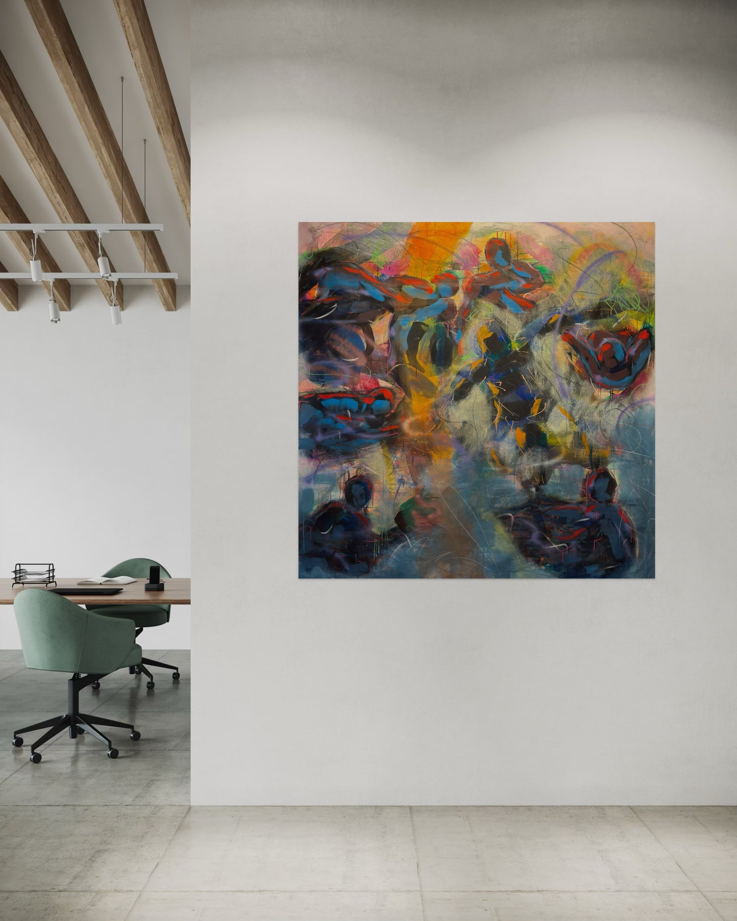Magic Dance Abstract Original Painting in loft office space