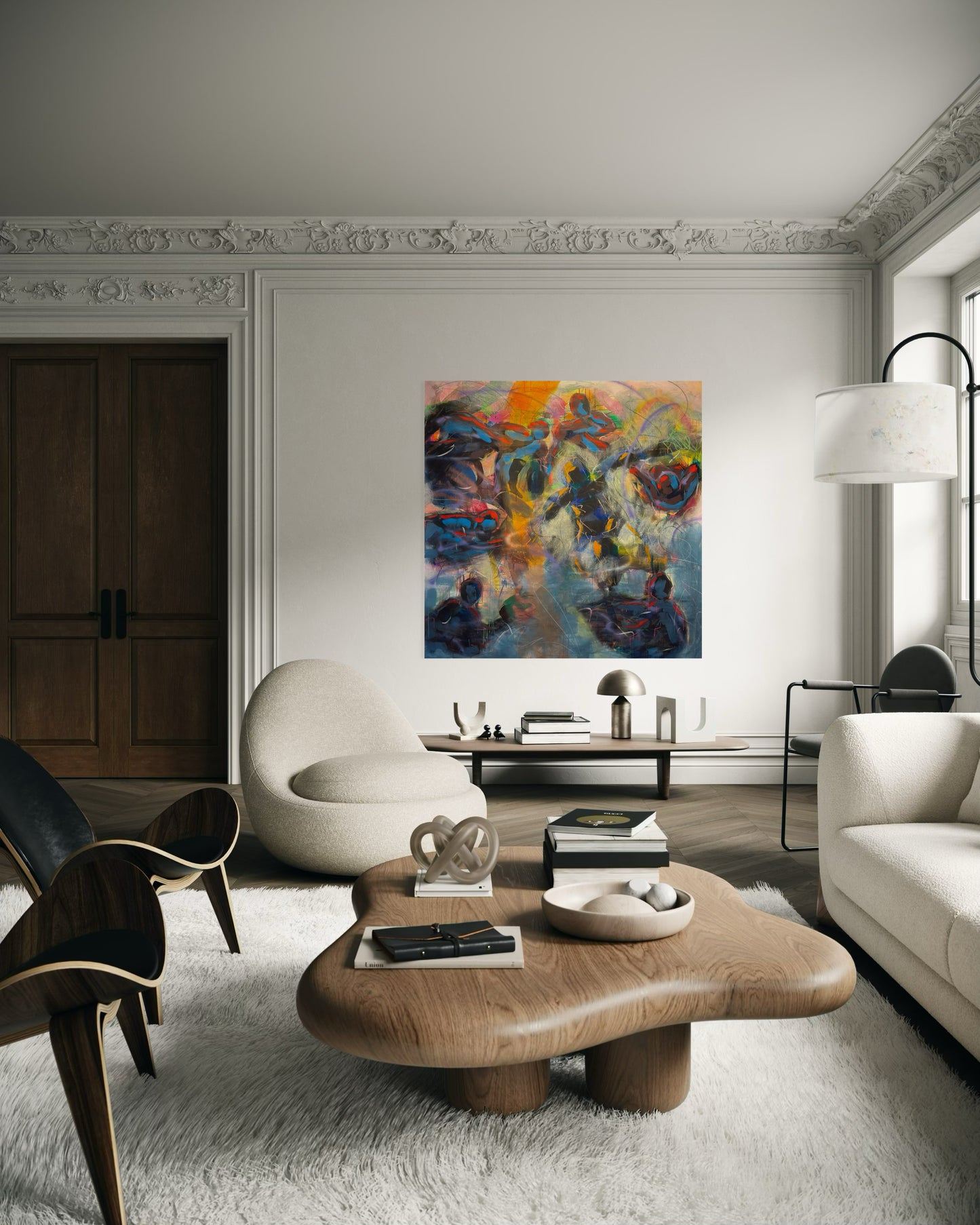 Magic Dance Abstract Original Painting in cozy modern living room 
