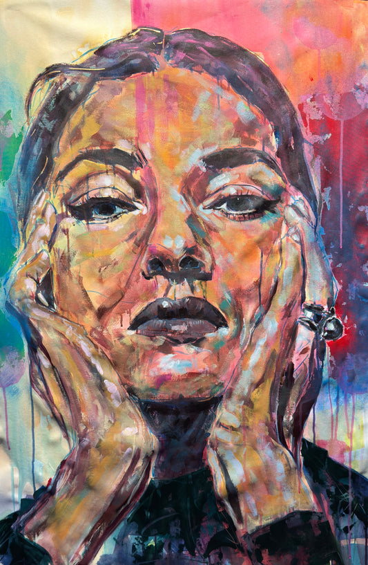 Maria Callas 2 Portrait Original Paintings close up detail