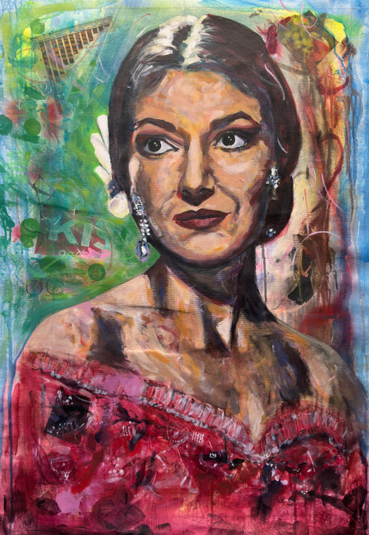 Maria Callas Portrait Original Painting close up detail