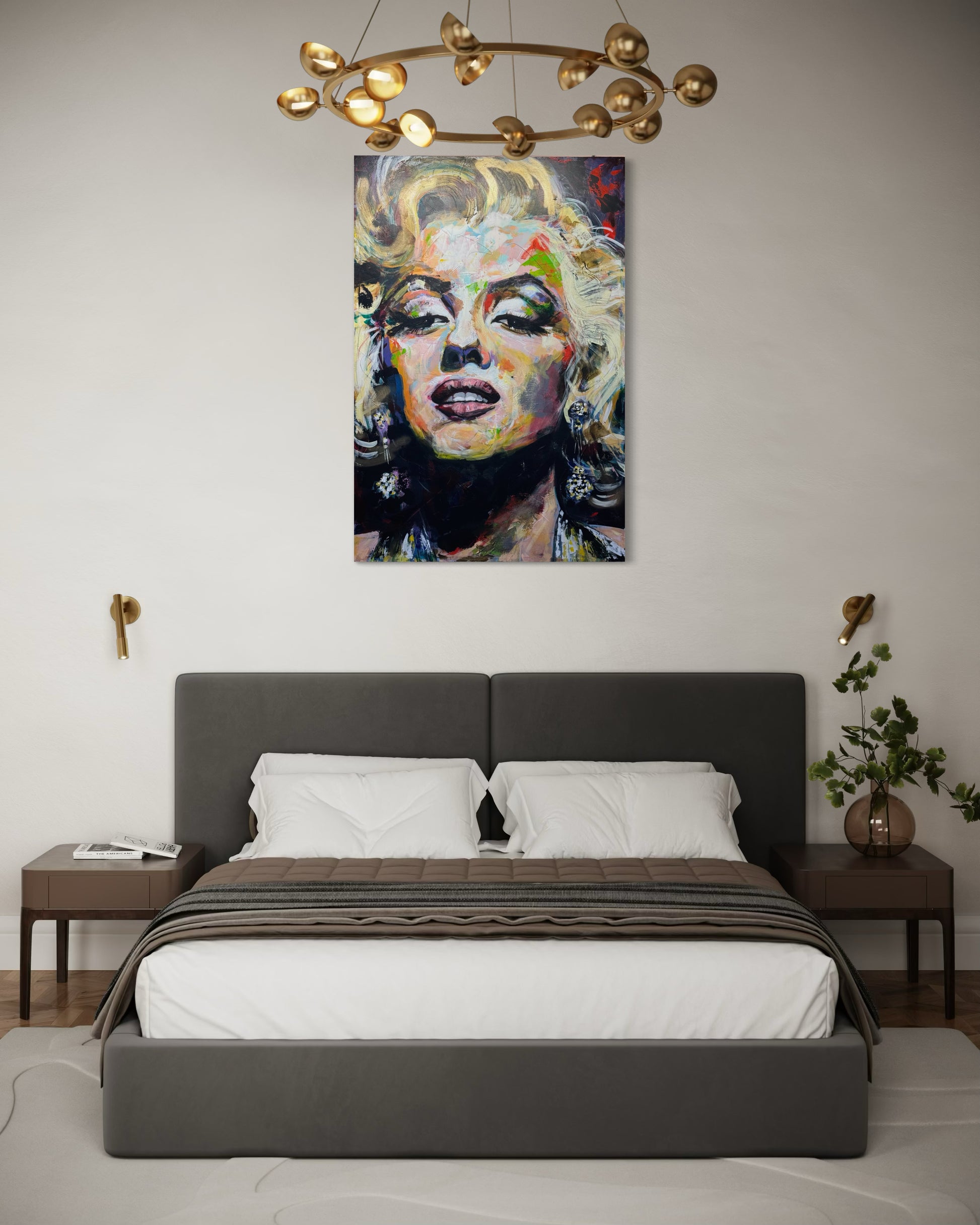 Marilyn Monroe Portrait Original Painting over king size bed