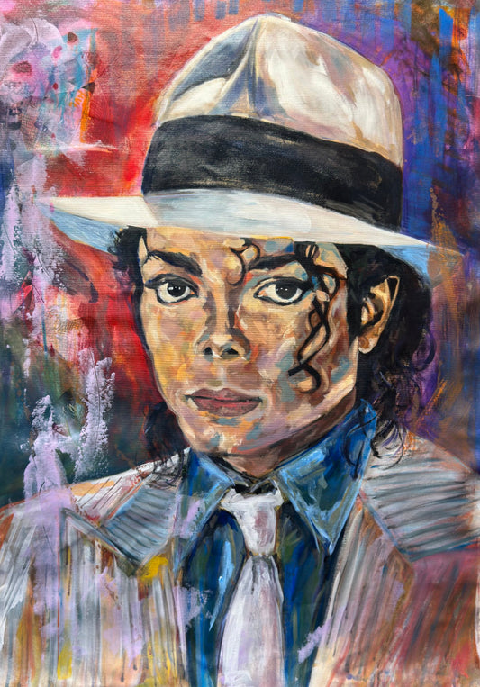 Michael Jackson Portrait Original Painting close up detail