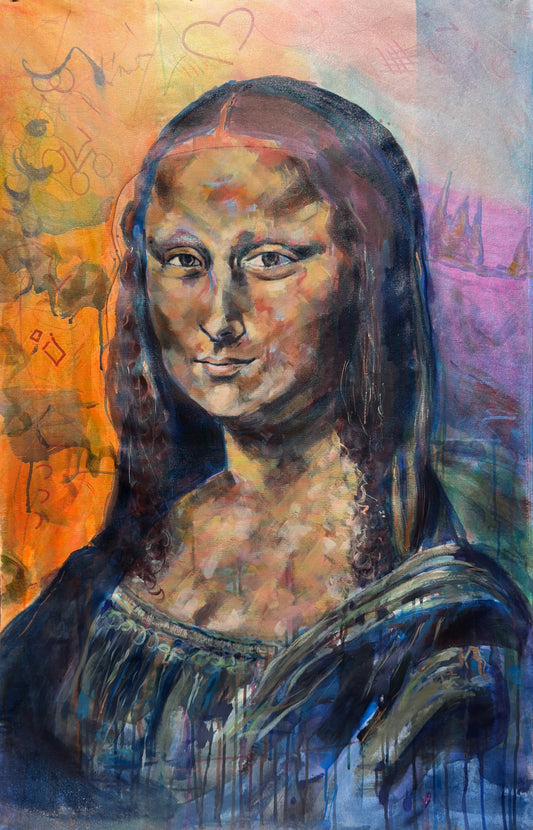 Mona Lisa Portrait Original Painting close up detail