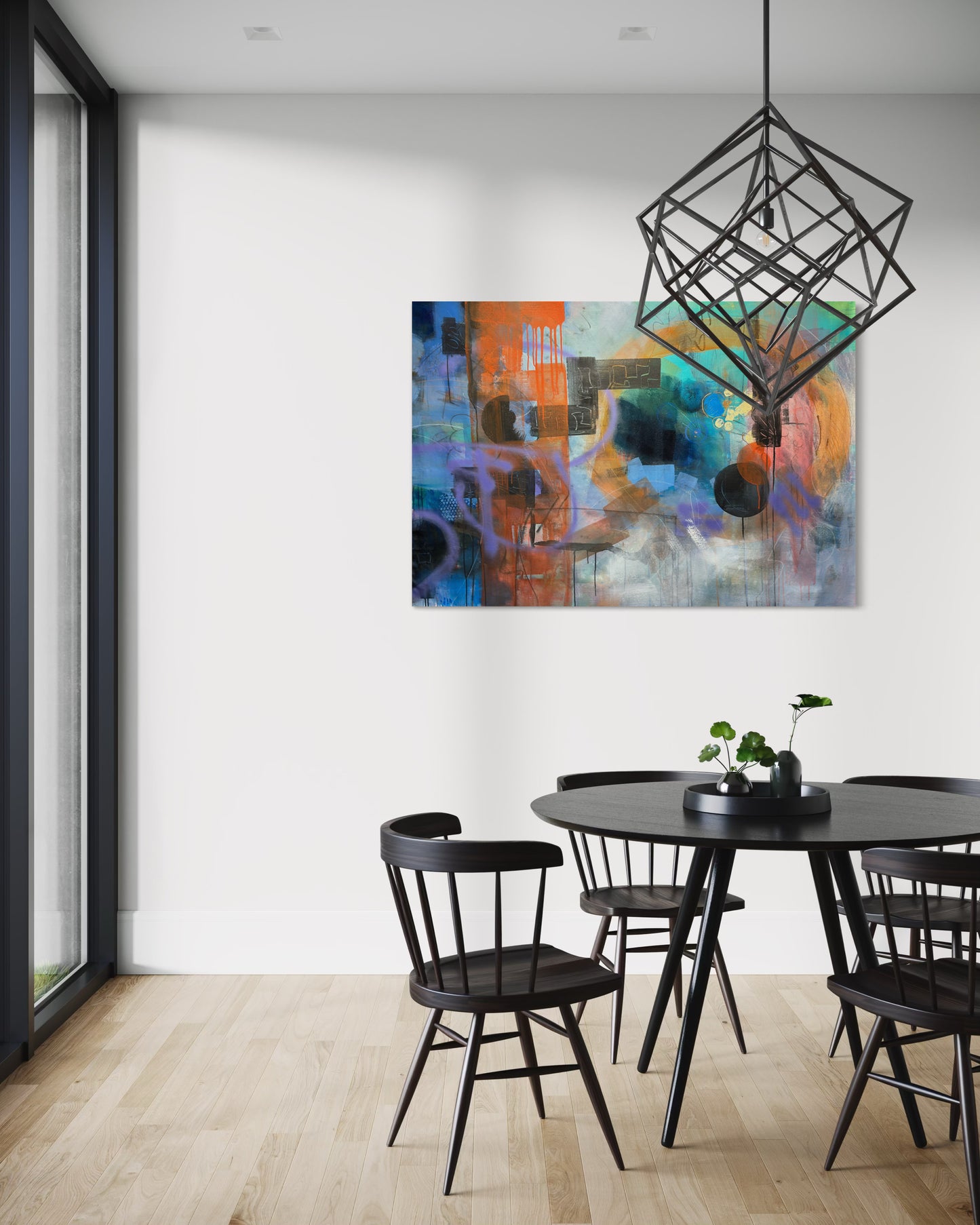 Moonlight Abstract Original Painting in bright breakfast area