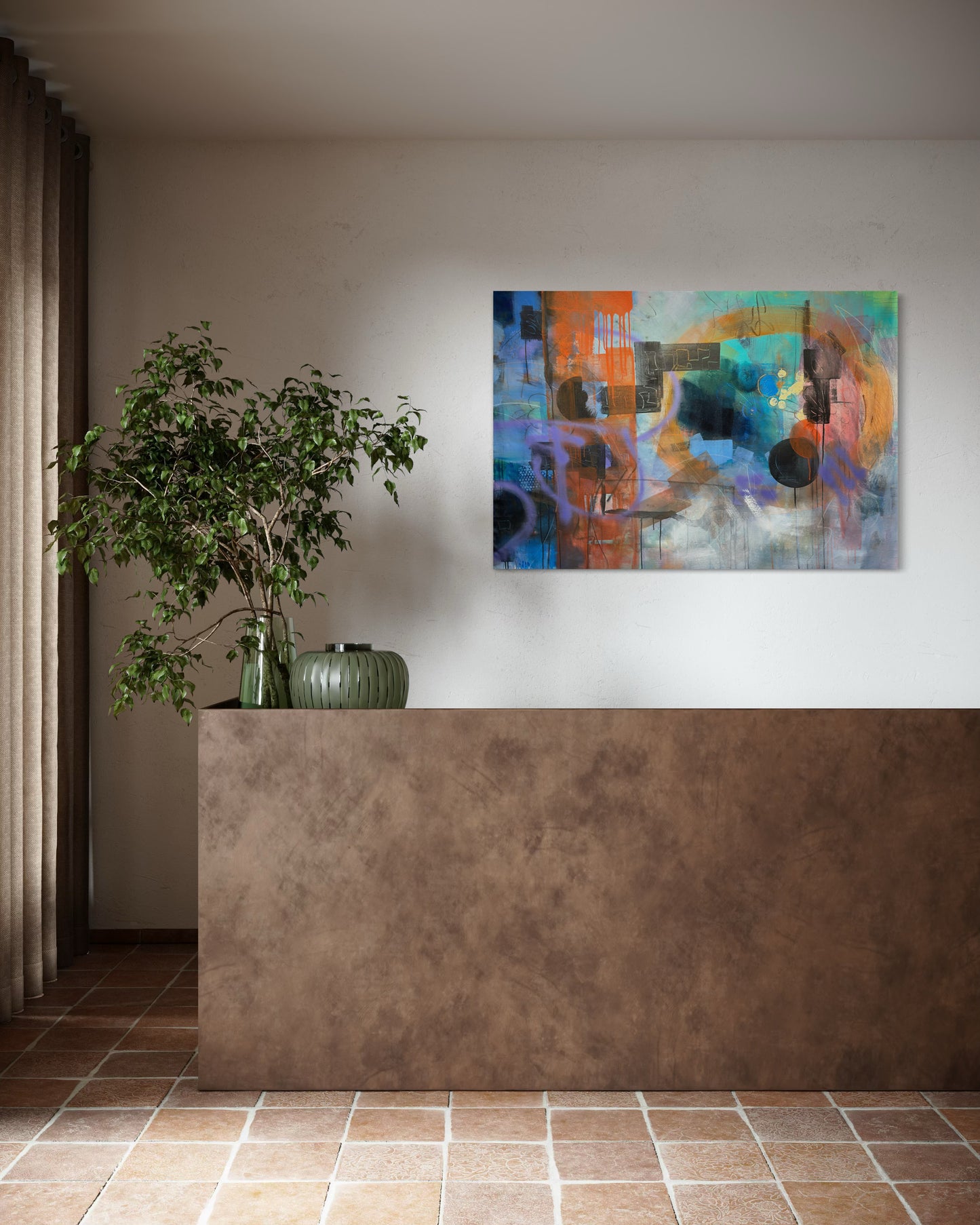 Moonlight Abstract Original Painting over reception