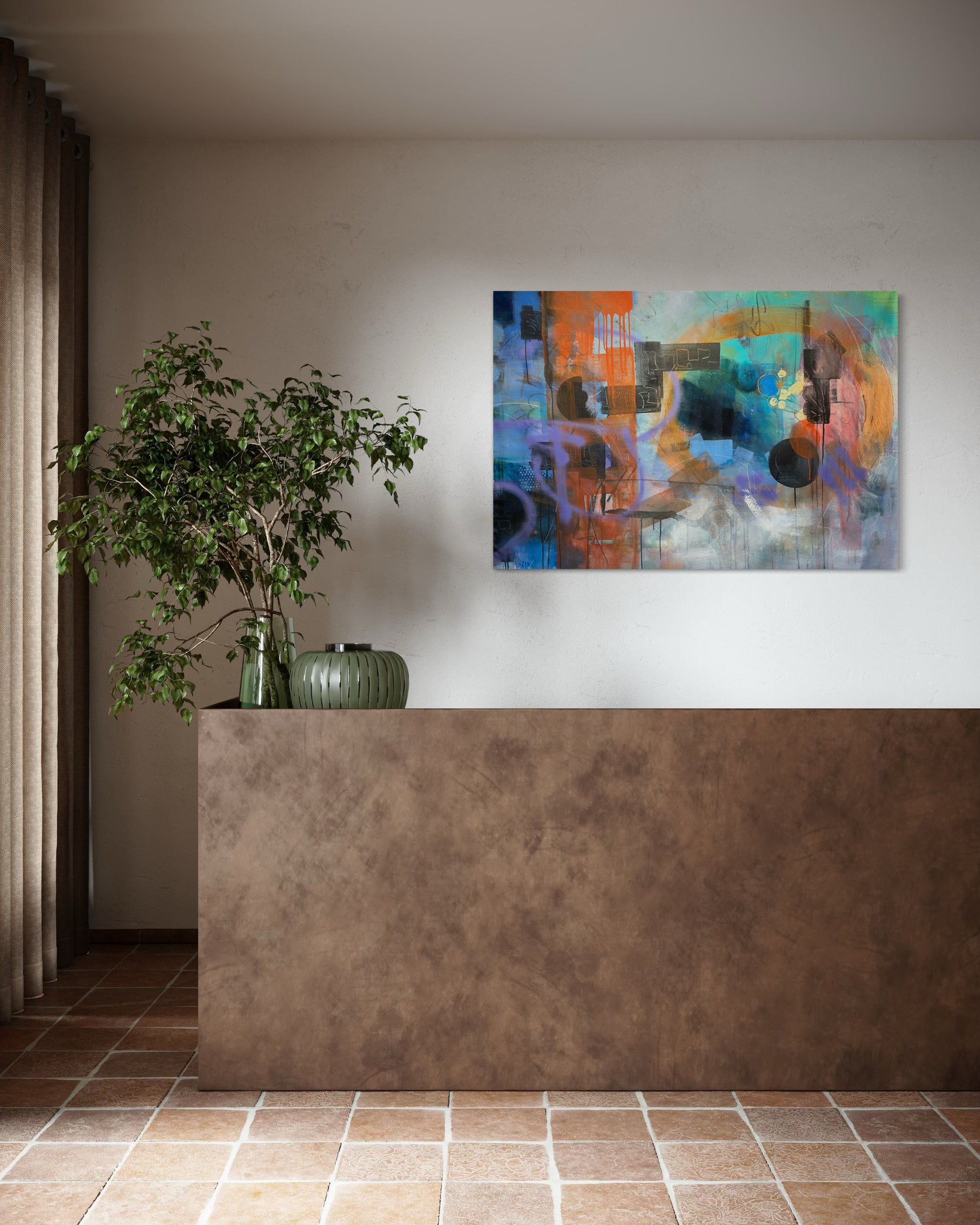 Moonlight Abstract Original Painting over reception