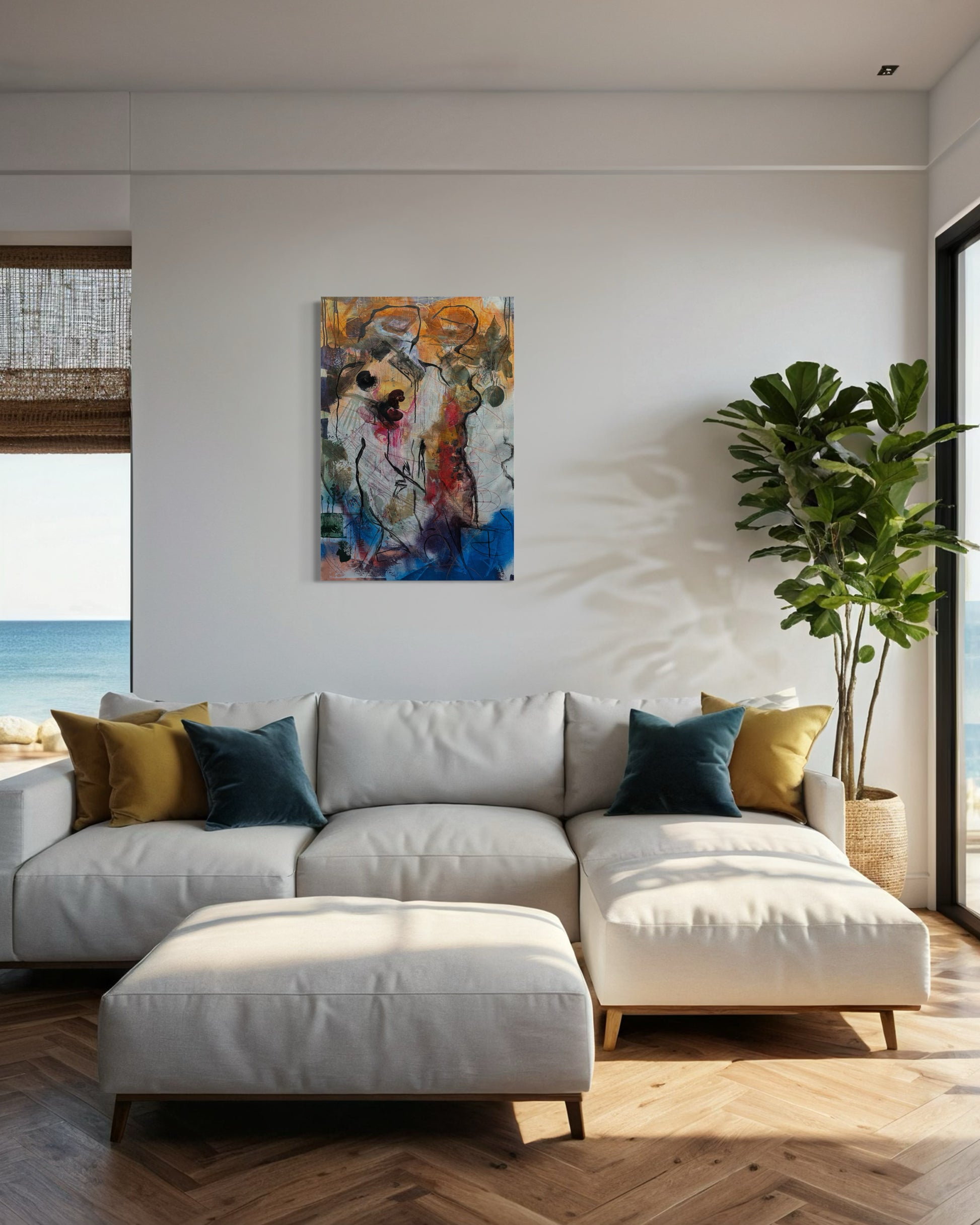Mystery Bond Abstract Original Painting in bright living space