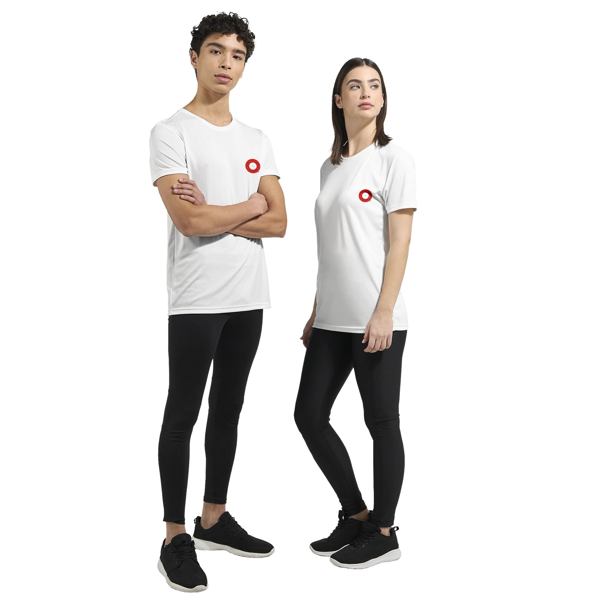 N YOUR CENTER empowering design T-shirt worn by man and woman