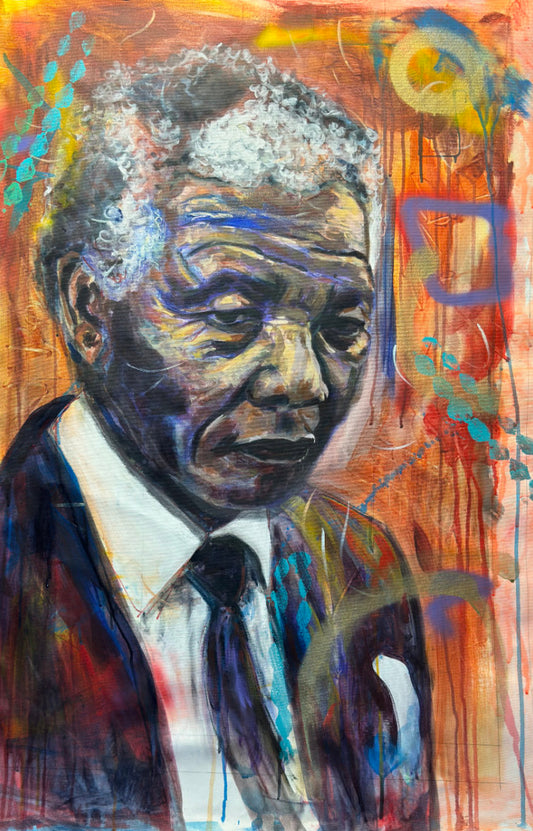 Nelson Mandela 1 Portrait Original Painting close up detsail 