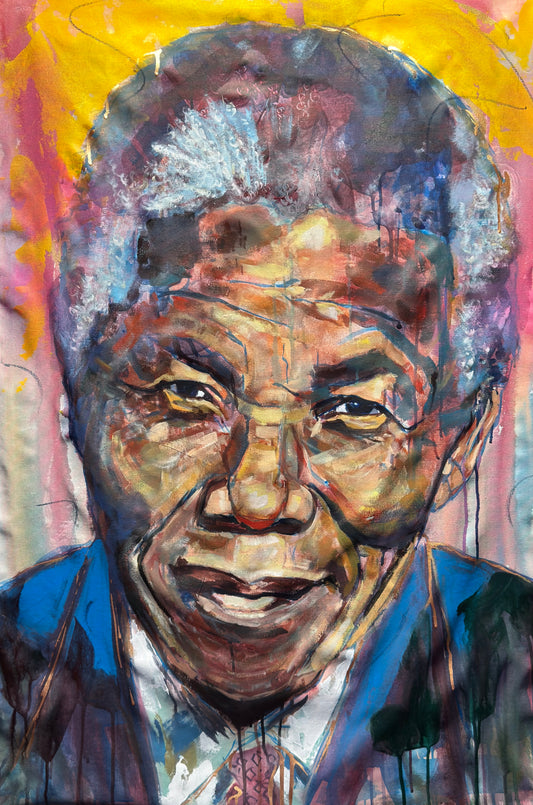Nelson Mandela 2 Portrait Original Painting close up detail