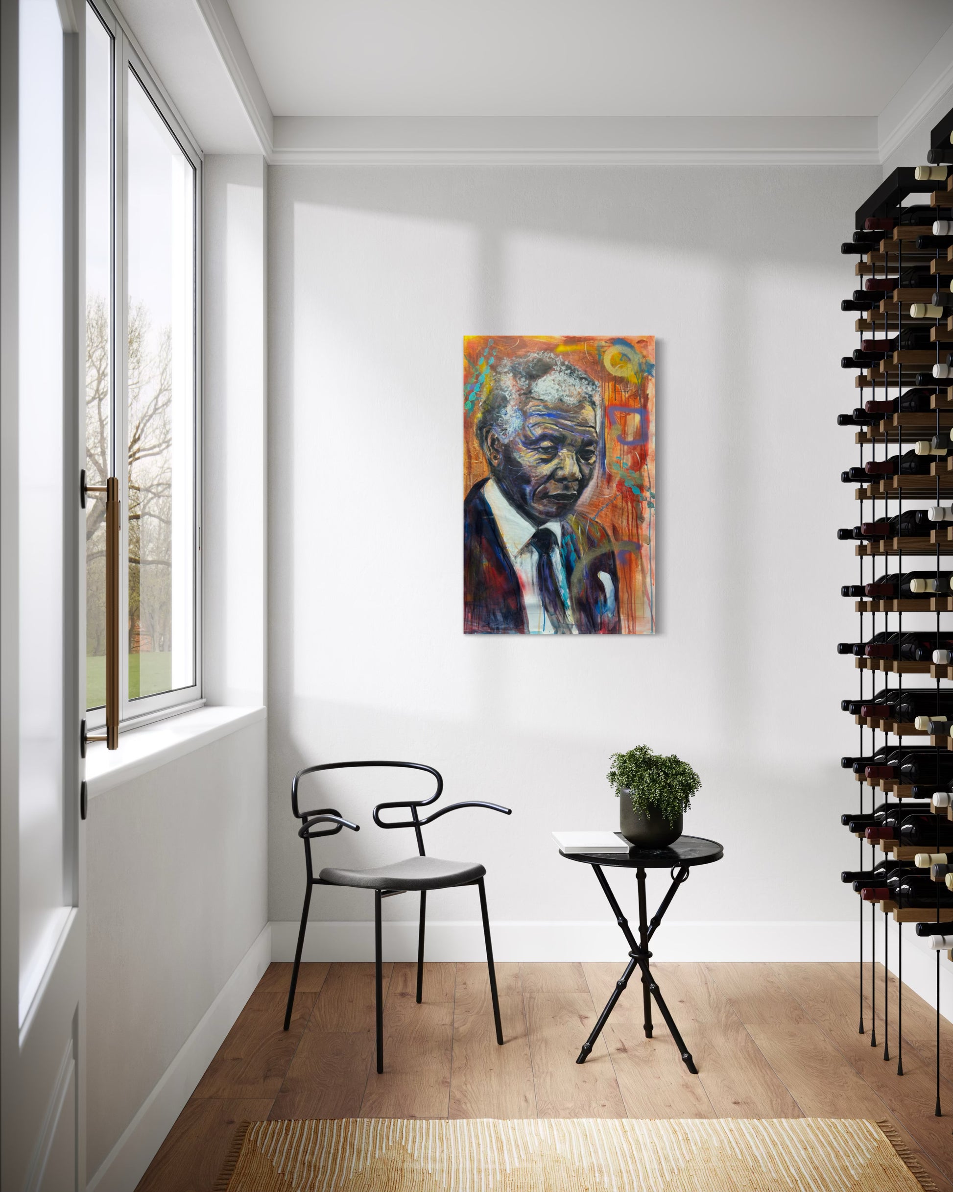 Nelson Mandela 1 Portrait Original Painting  in wine room