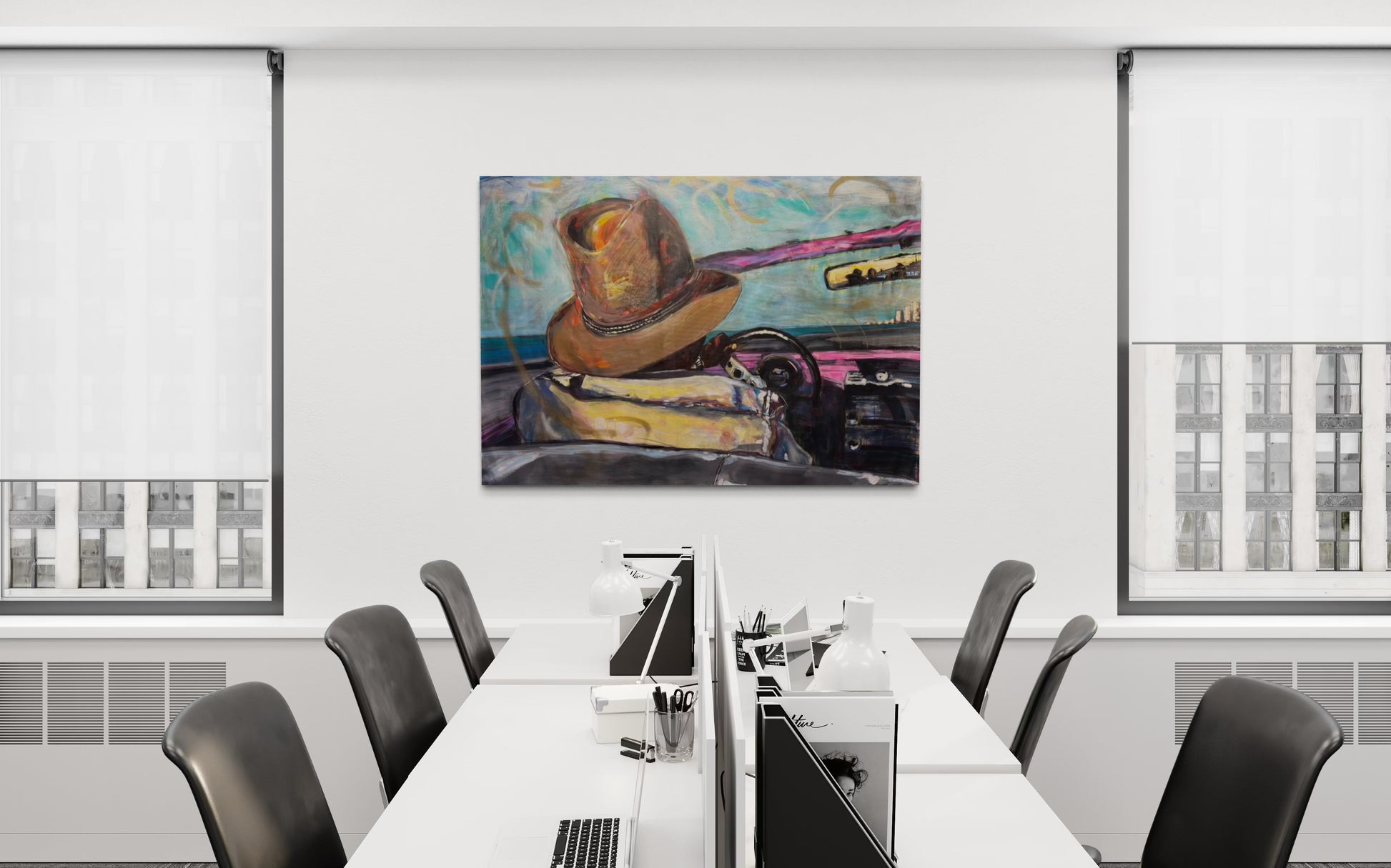 Paseo vedado Travel Original Painting in luxury office space