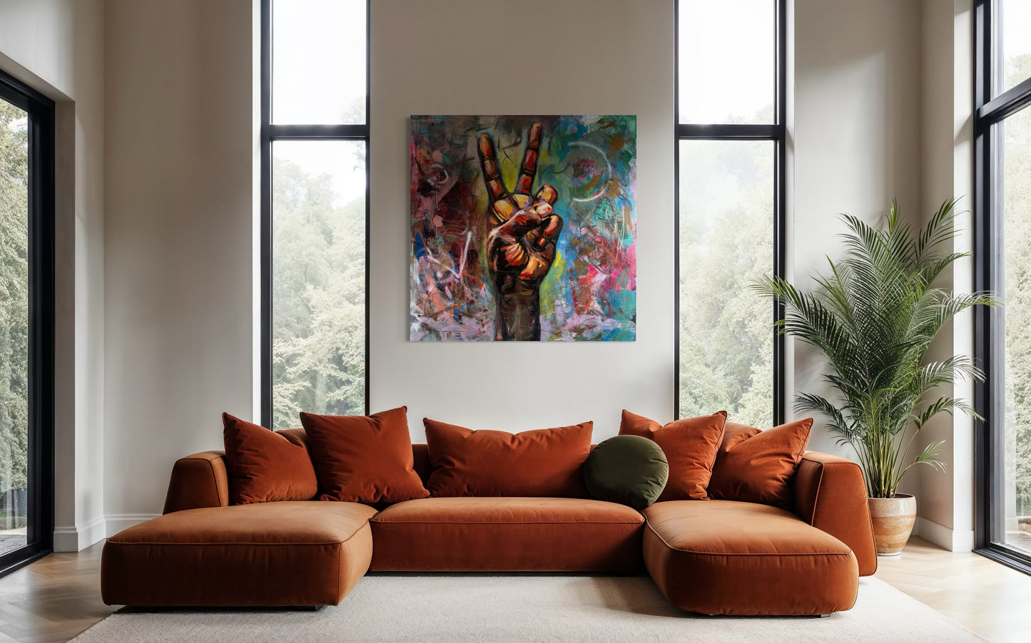 Peace Symbolic Abstract Original Painting in VIP living room