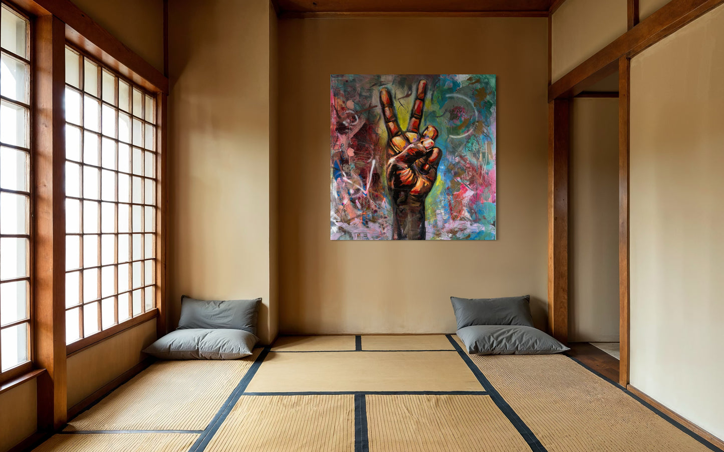 Peace Symbolic Abstract Original Painting in yoga room