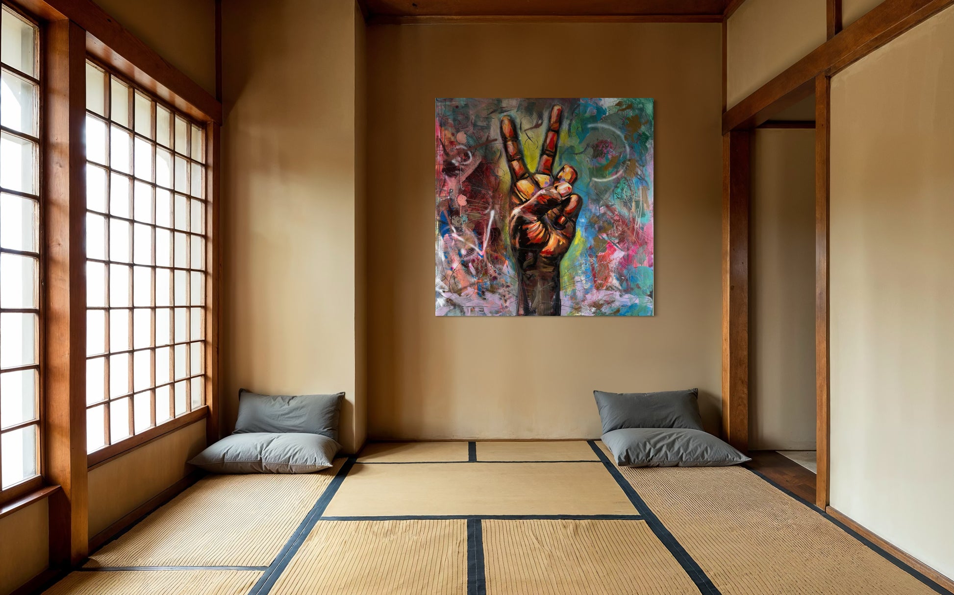 Peace Symbolic Abstract Original Painting in yoga room