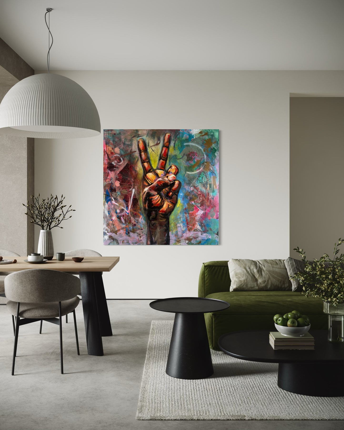Peace Symbolic Abstract Original Painting in living room space