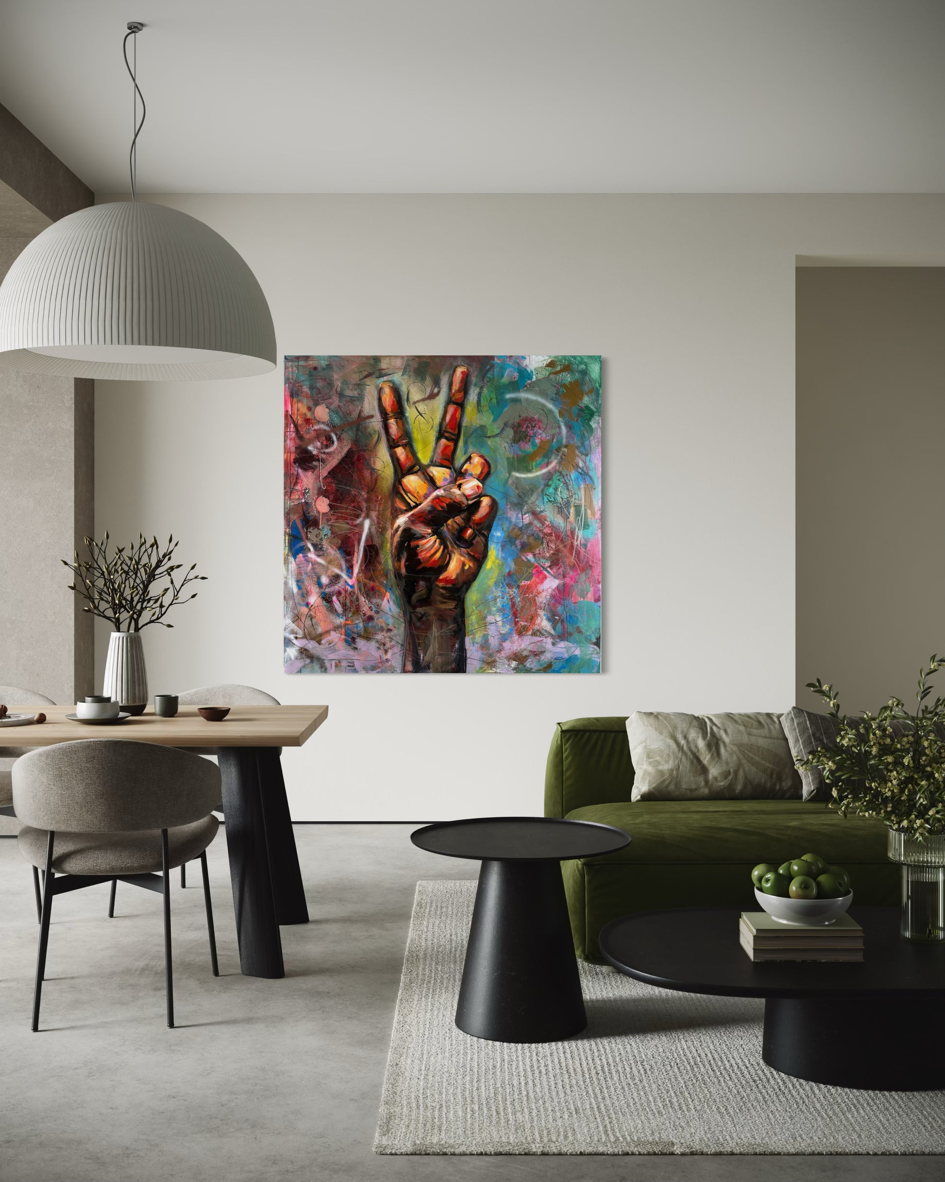 Peace Symbolic Abstract Original Painting in living room space