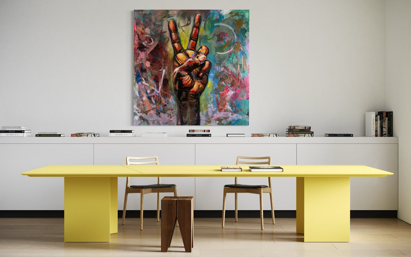 Peace Symbolic Abstract Original Painting in student library room