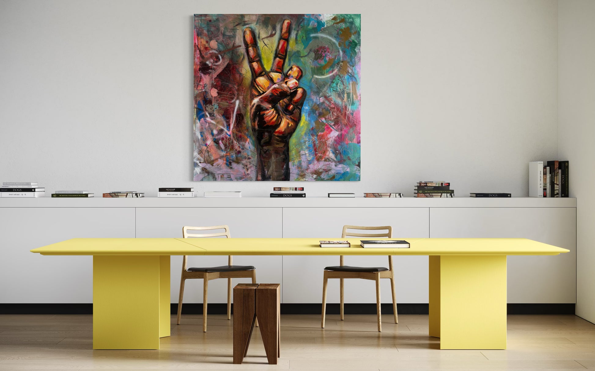 Peace Symbolic Abstract Original Painting in student library room